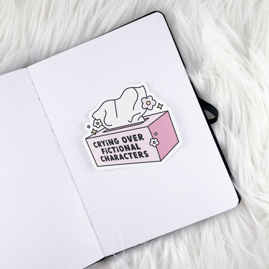 Crying Over Fictional Characters // Large Matte Deco Sticker for Journals