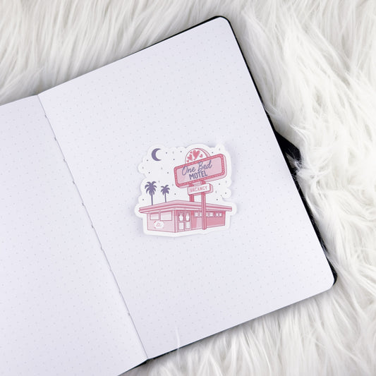 One Bed Motel // Large Matte Deco Sticker for Journals