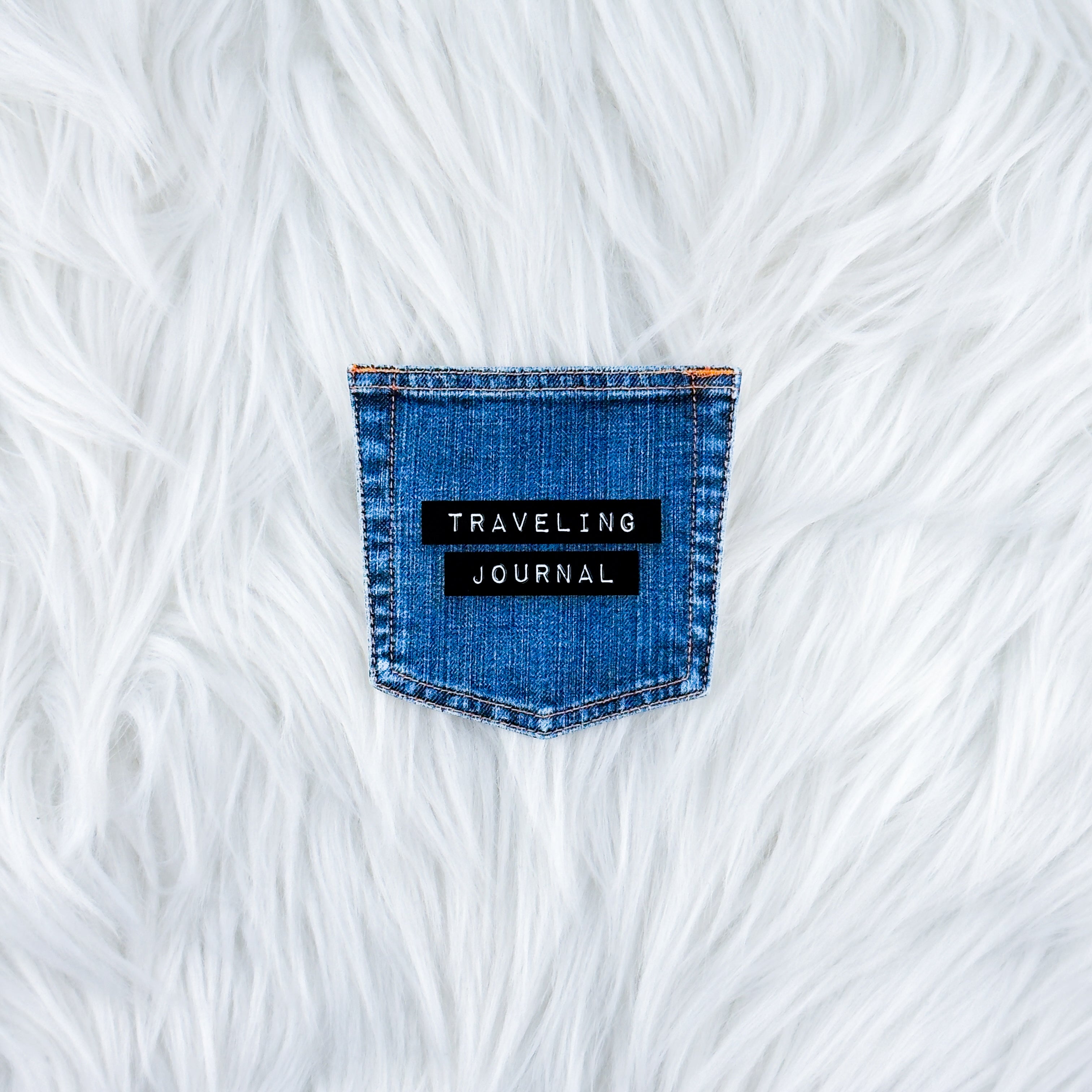 Traveling Journal Denim Pocket // Large Matte Deco Sticker for Journals