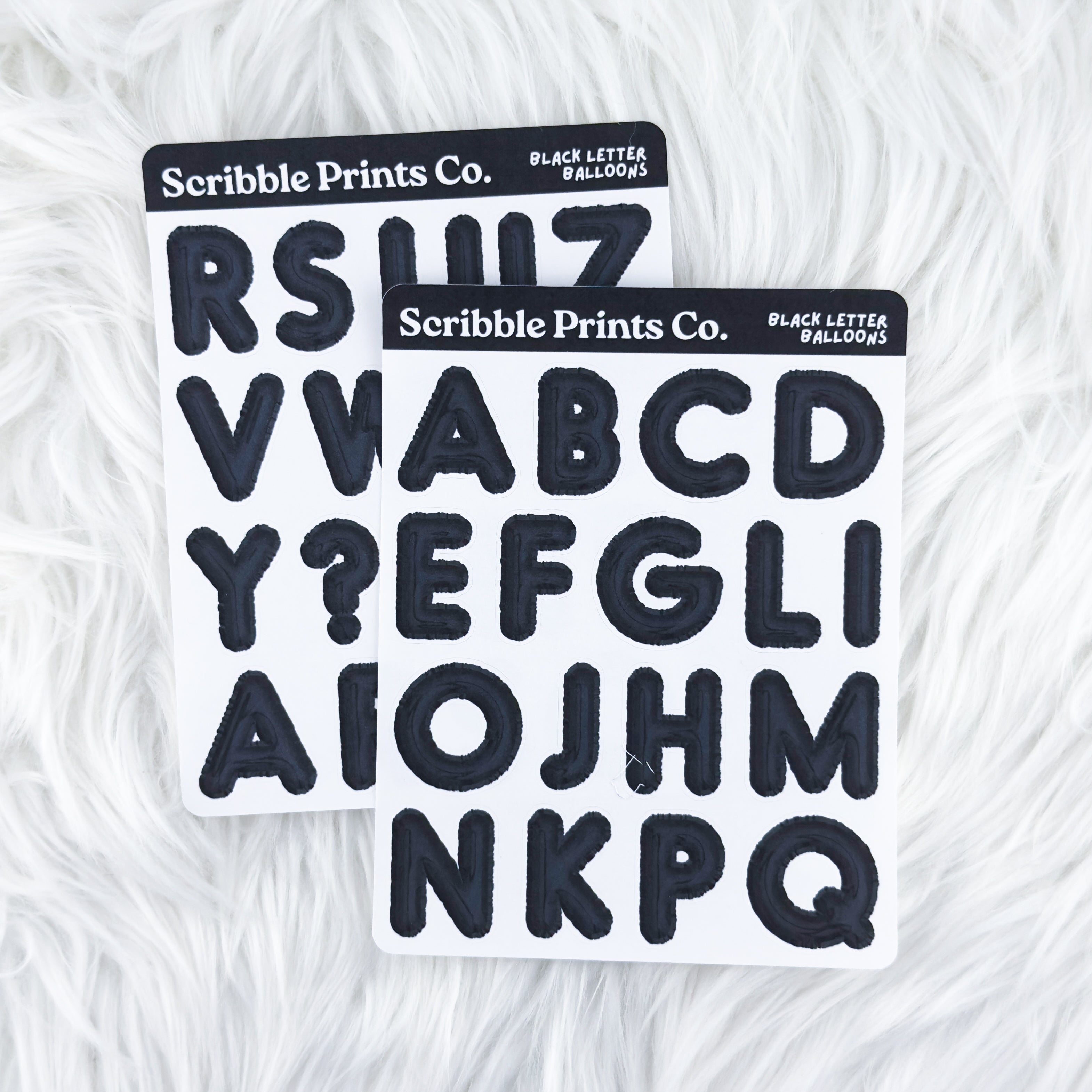 Letter Balloons - Black // Matte Journal Stickers