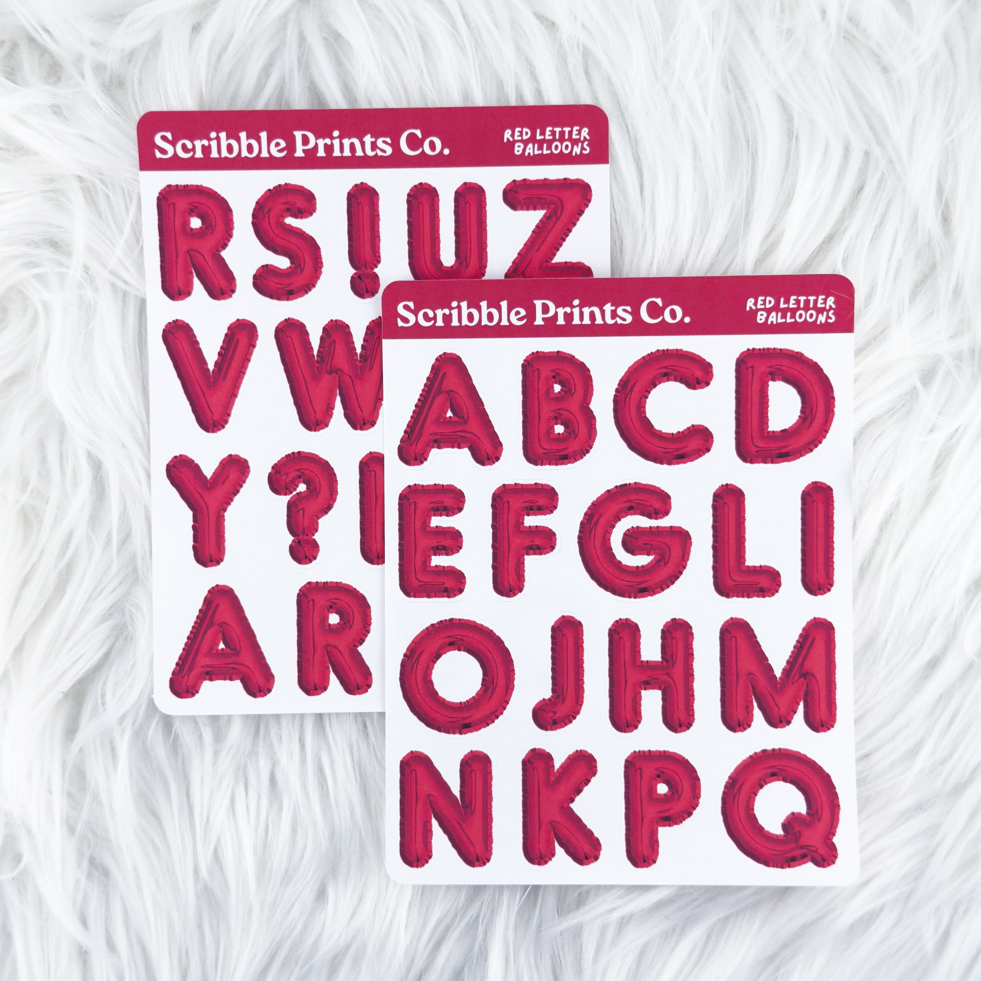 Letter Balloons - Red // Matte Journal Stickers
