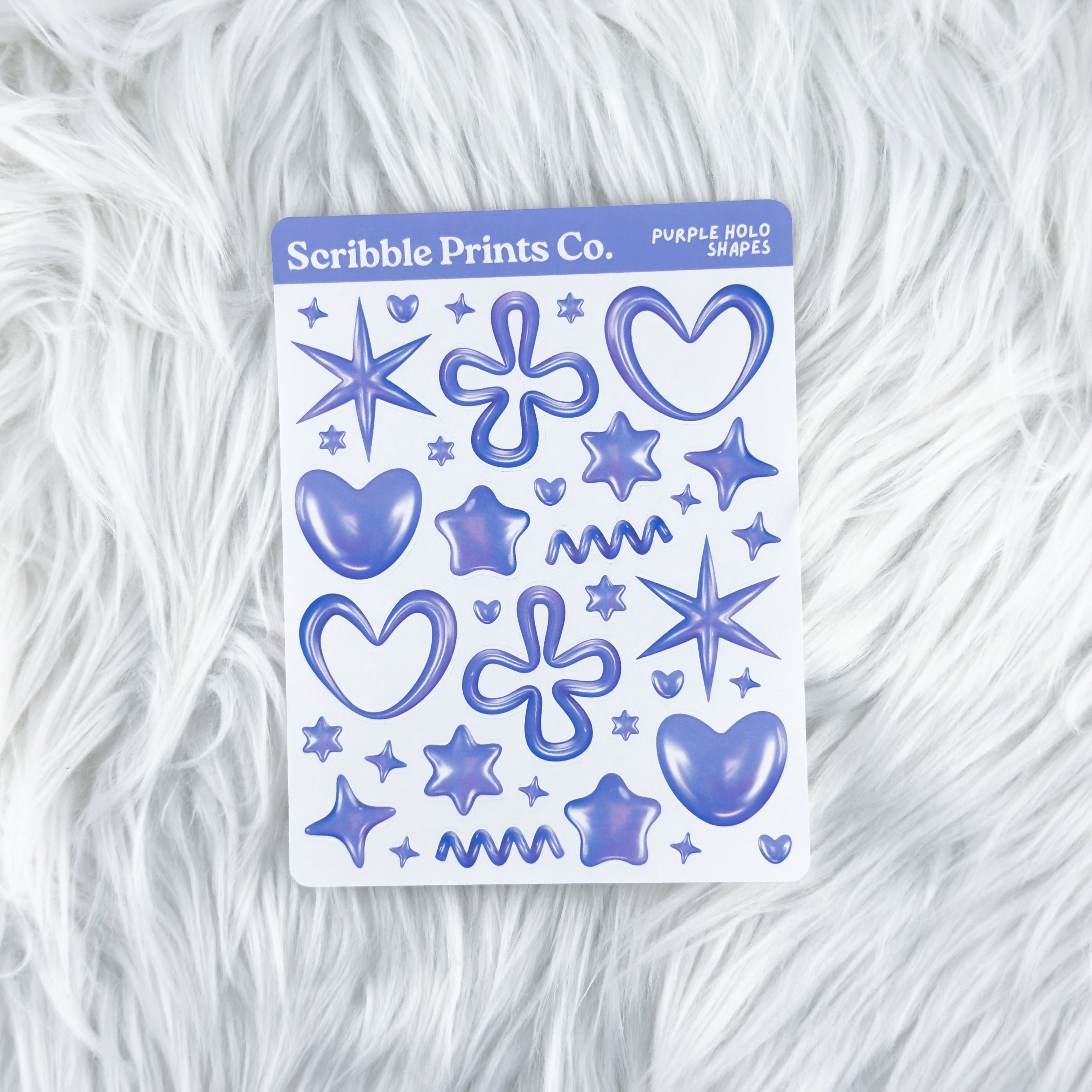 Purple Holo Shapes – Deco // Matte Journal Stickers