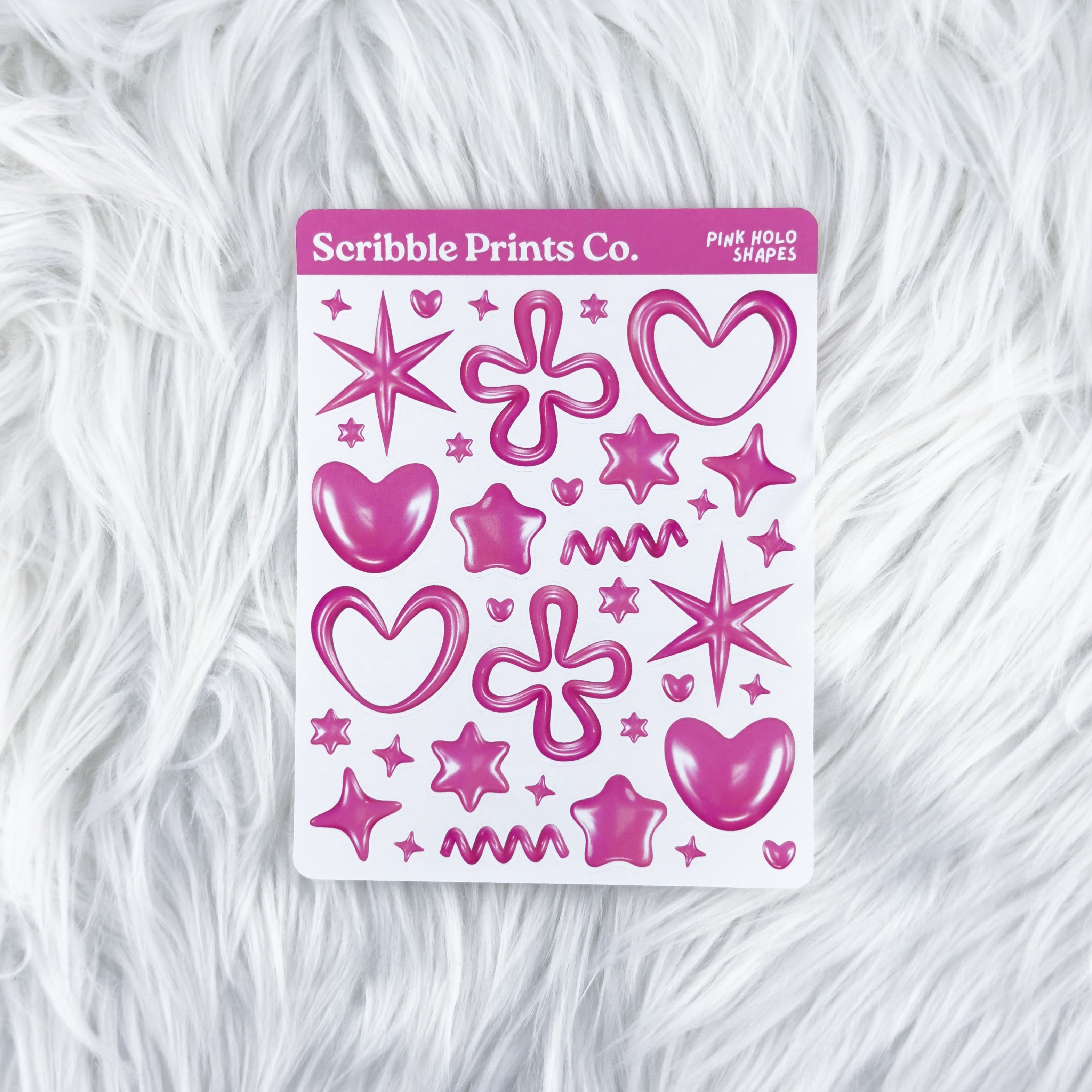 Pink Holo Shapes – Deco // Matte Journal Stickers