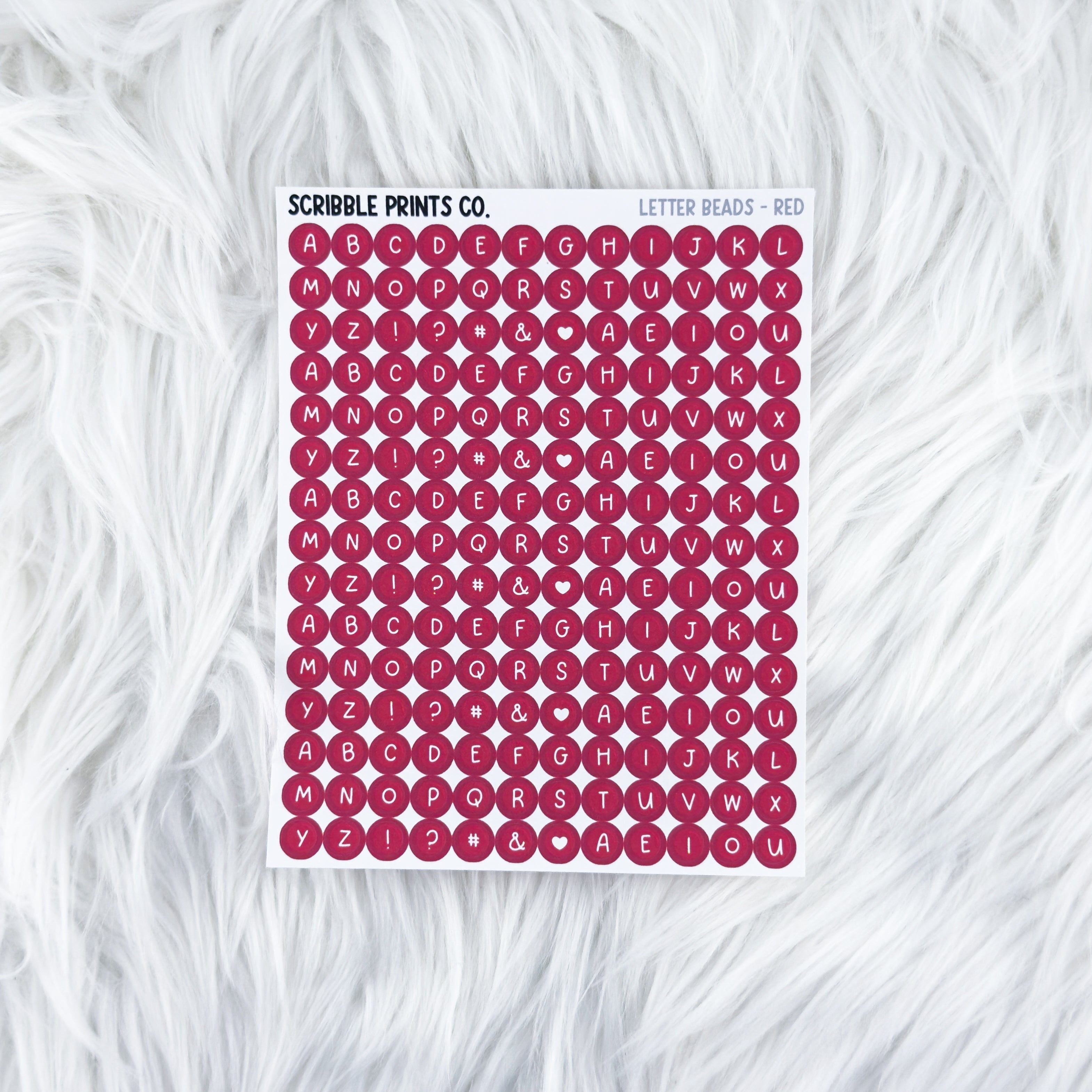 Letter Beads - Red // Matte Reading Journal Stickers