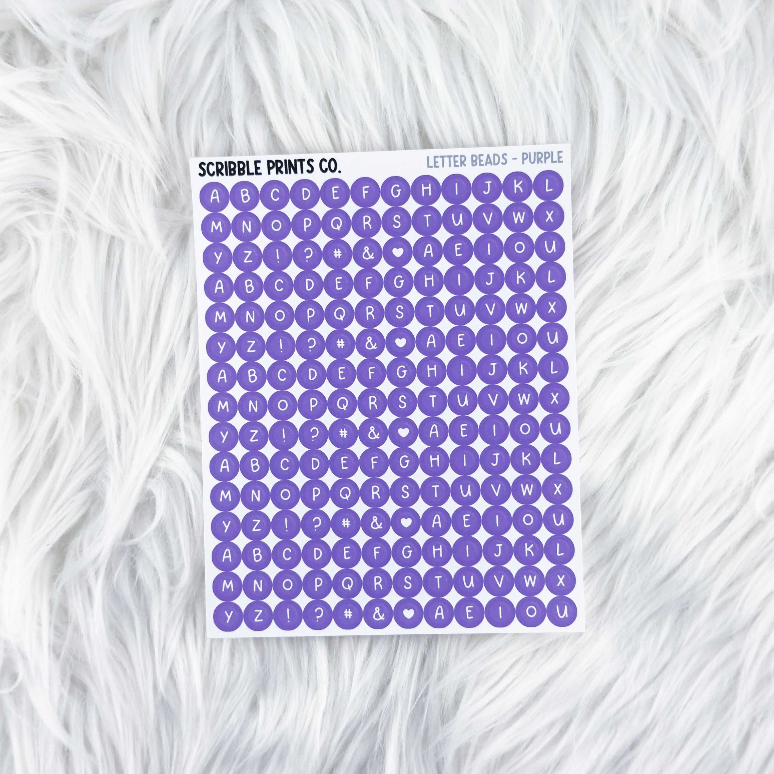 Letter Beads - Purple // Matte Reading Journal Stickers