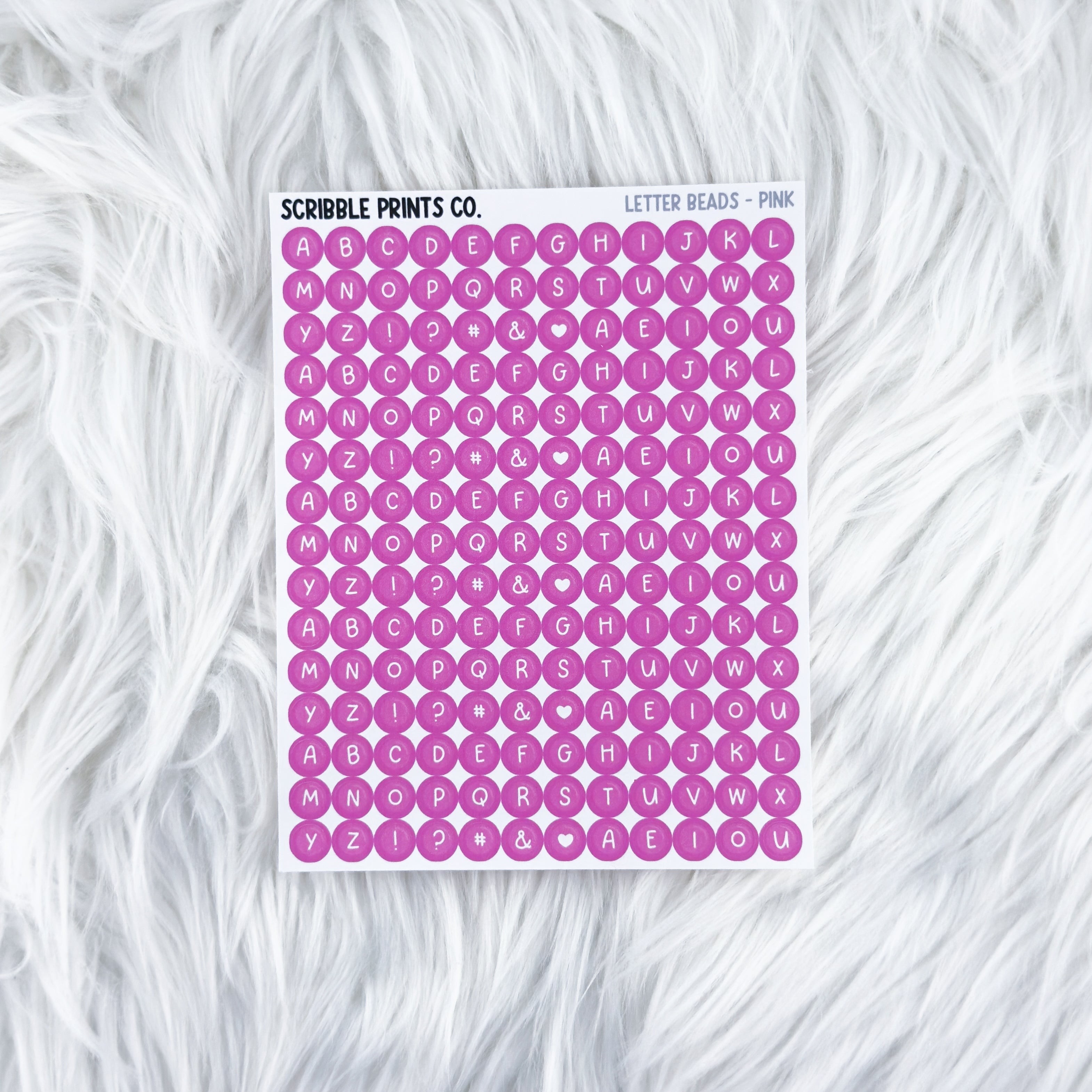 Letter Beads - Pink // Matte Reading Journal Stickers