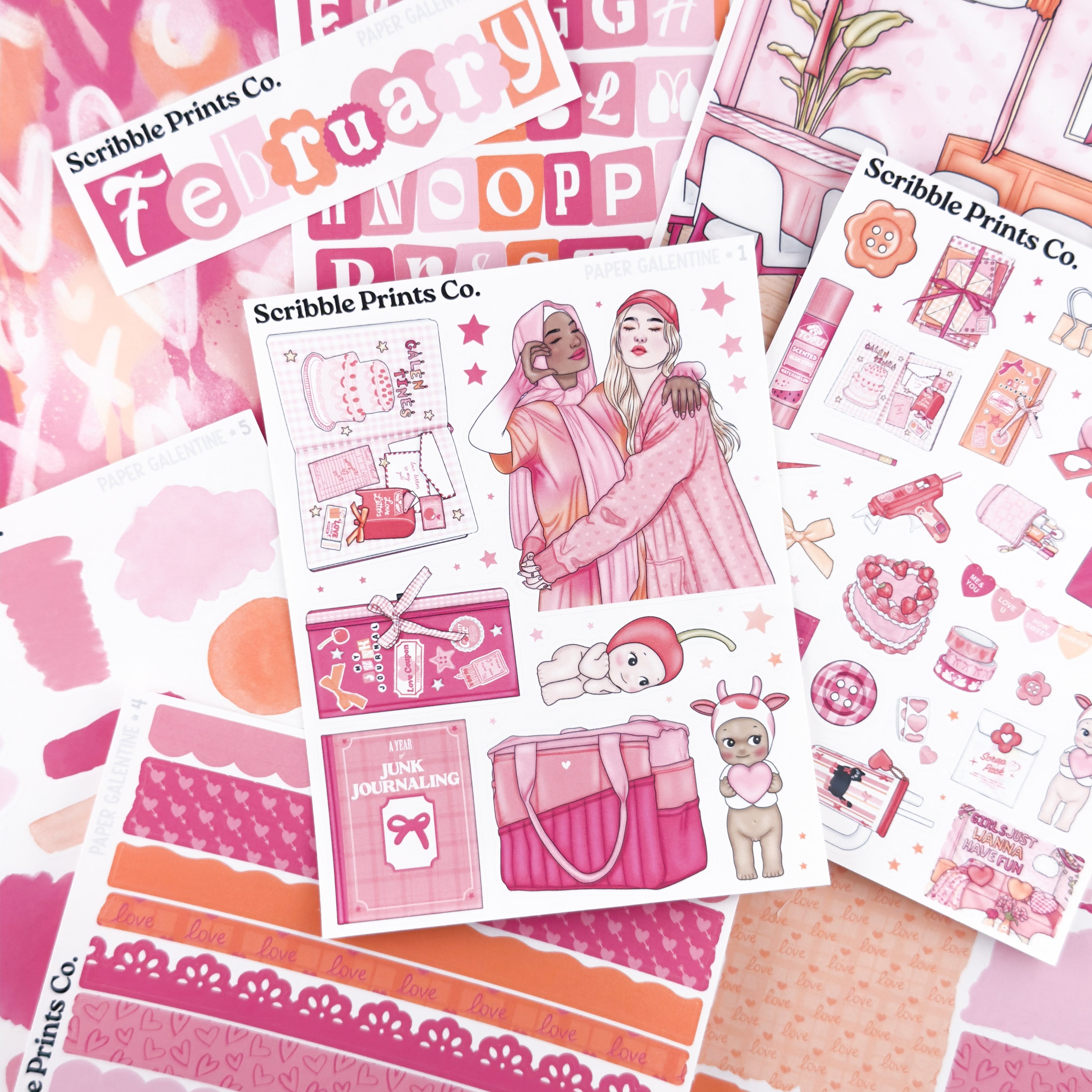 Paper Galentine Journal Sticker Collection | Matte Removable Reading & Planner Stickers