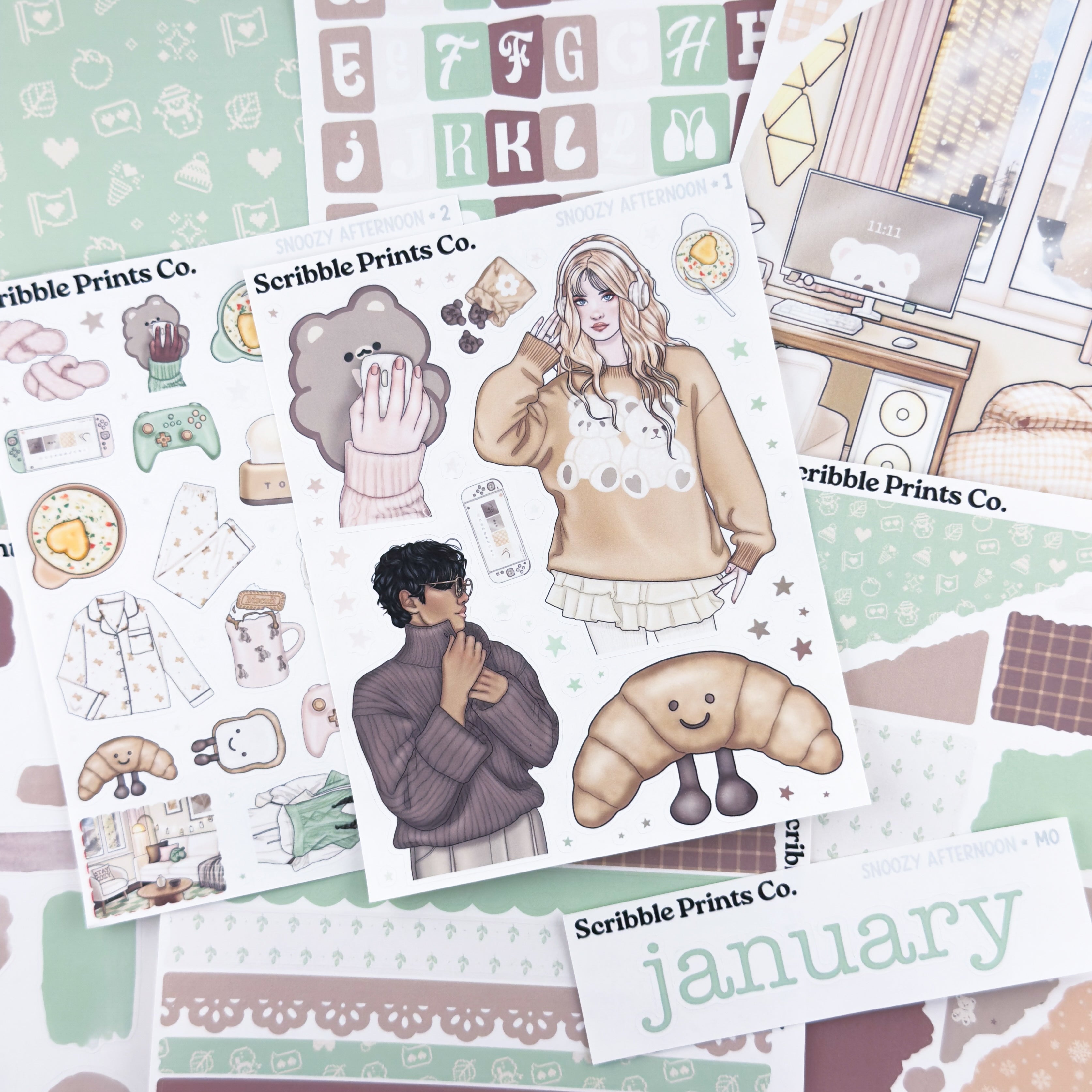 Snoozy Afternoon Journal Sticker Collection | Matte Removable Reading & Planner Stickers