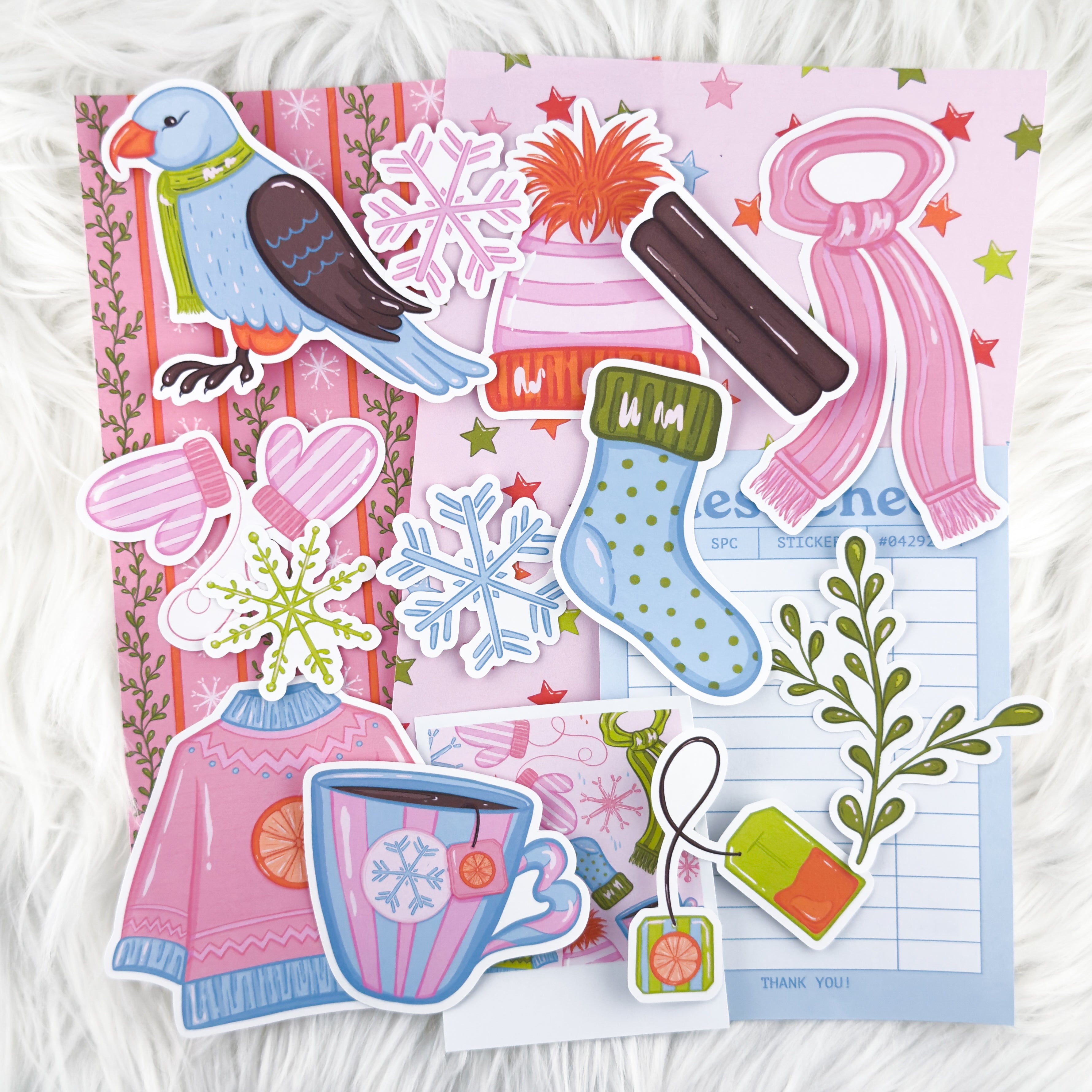 Whimsical Winter – Junk Journal Collage Kit // Matte Sticker Collection