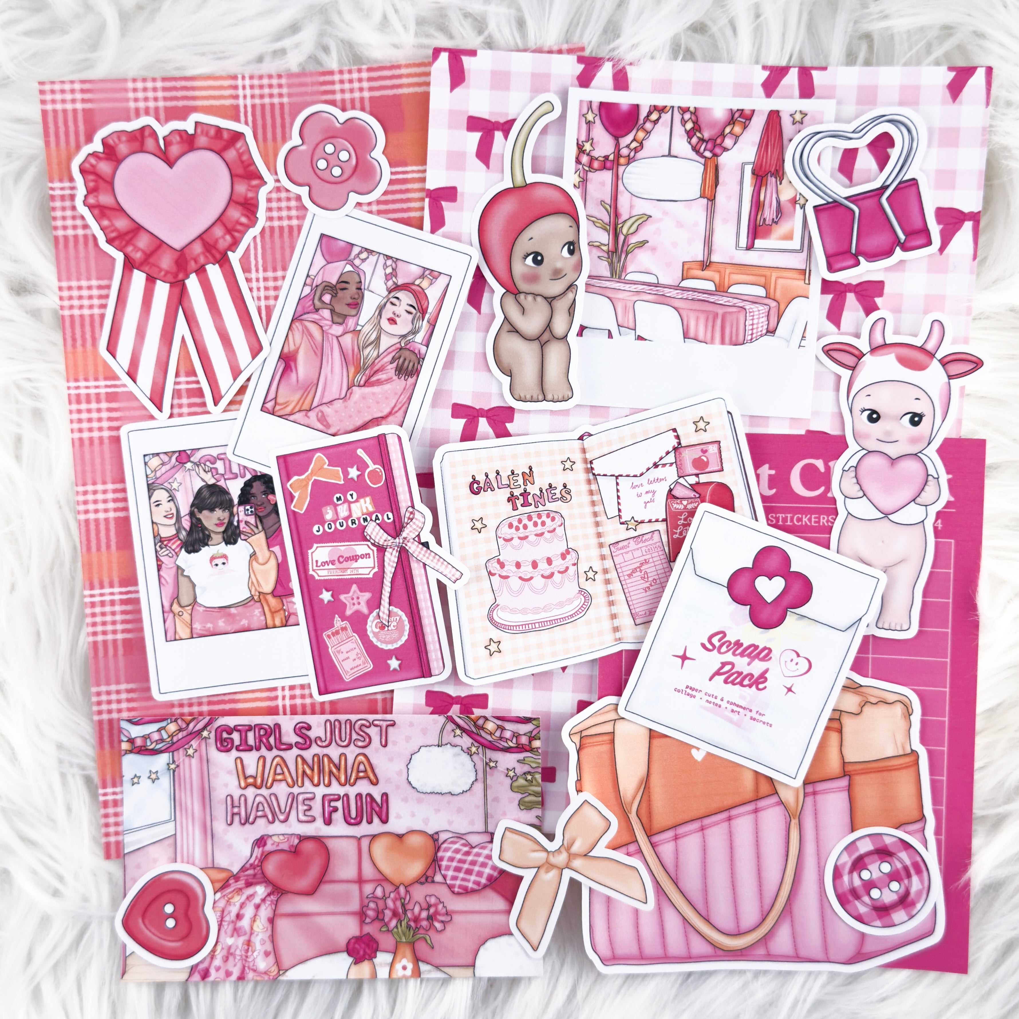 Paper Galentine – Junk Journal Collage Kit // Matte Sticker Collection