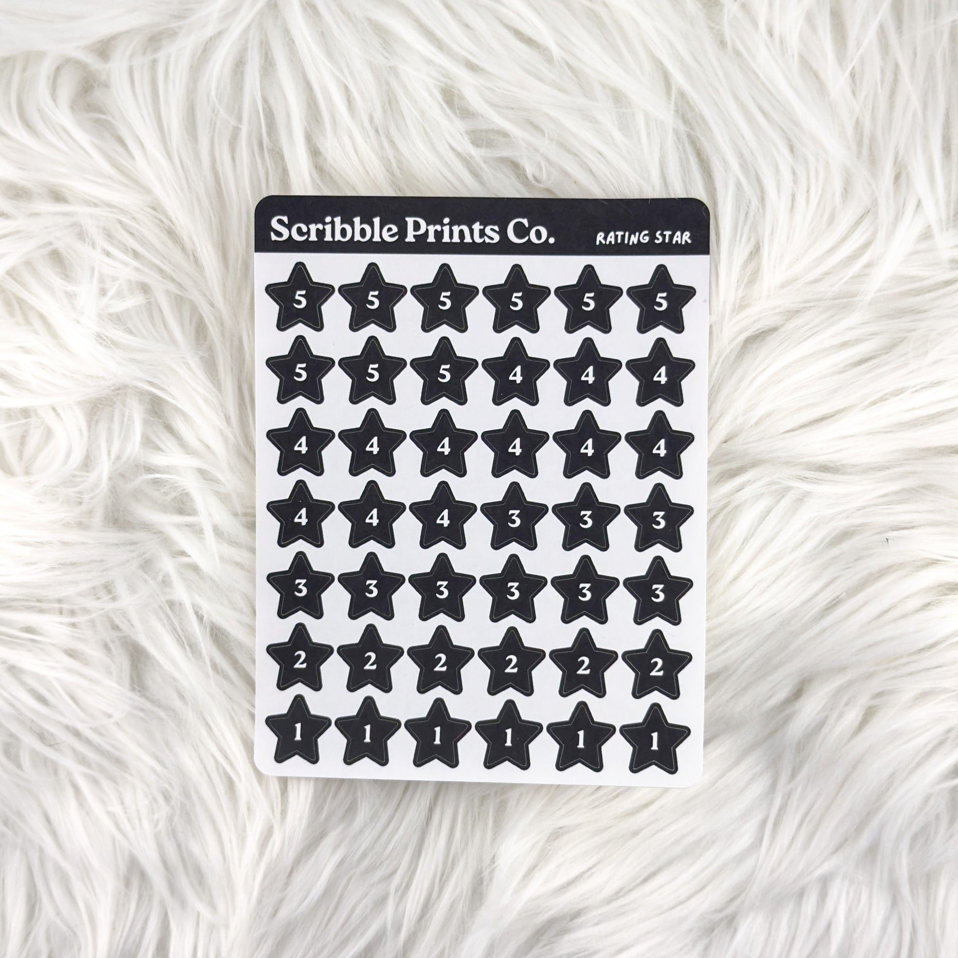 Rating Star - Black // Matte Reading Journal Stickers