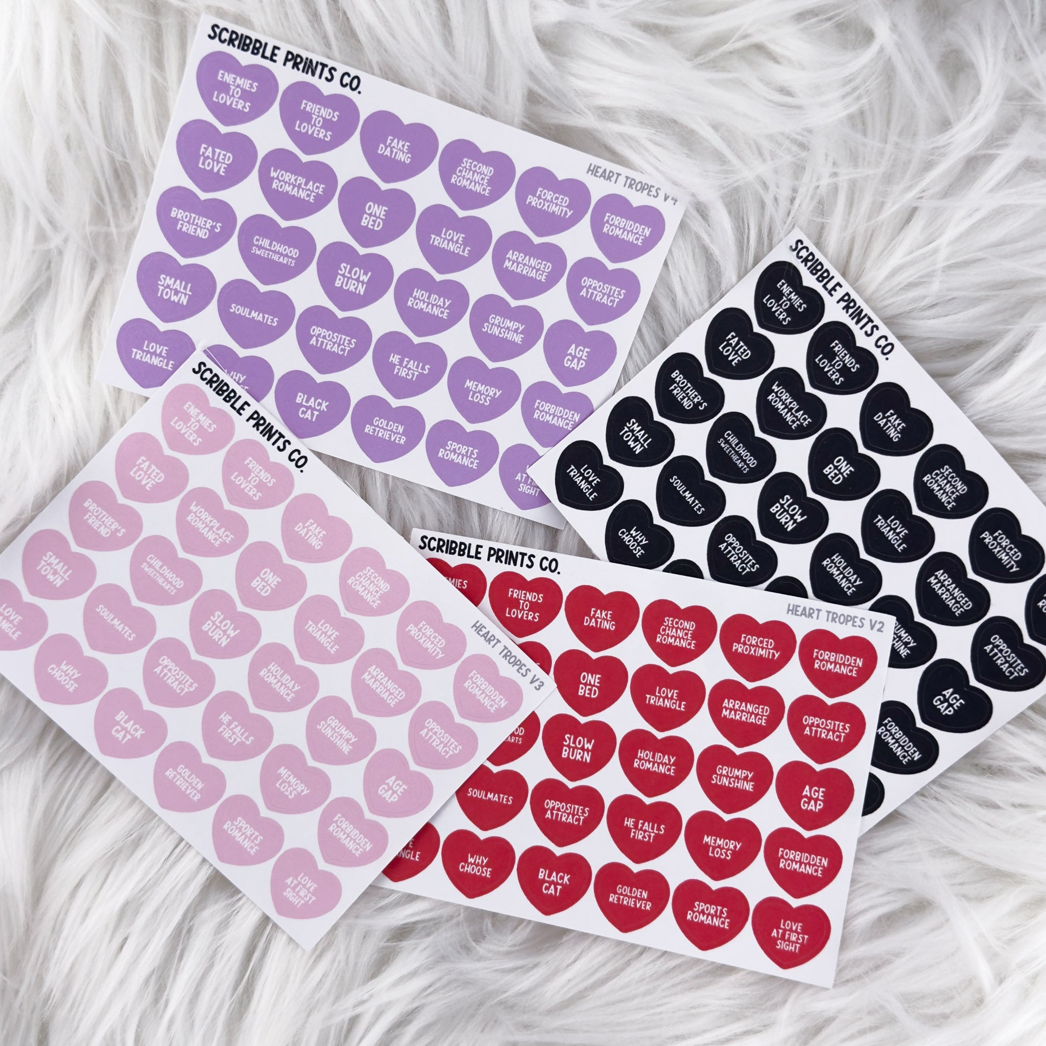 Heart Romance Tropes // Matte Reading Journal Stickers