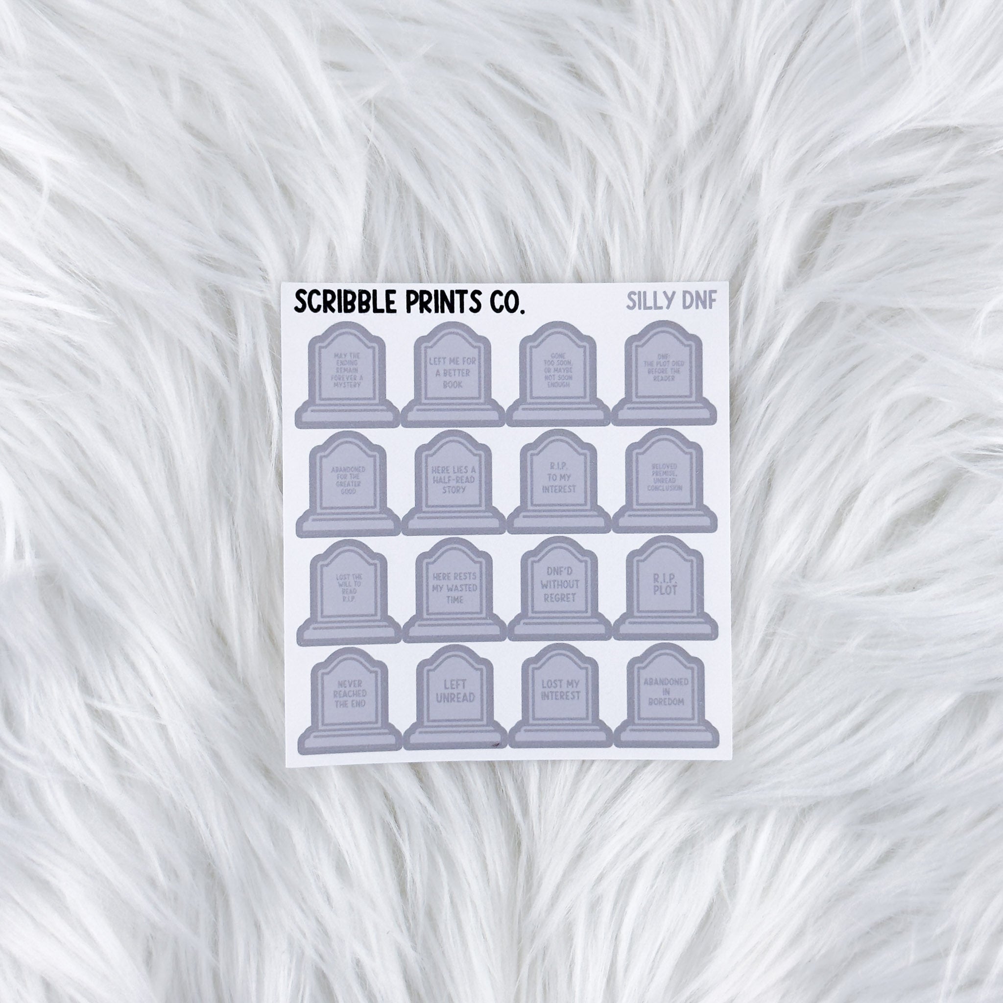 Silly DNF Gravestone // Matte Reading Journal Stickers