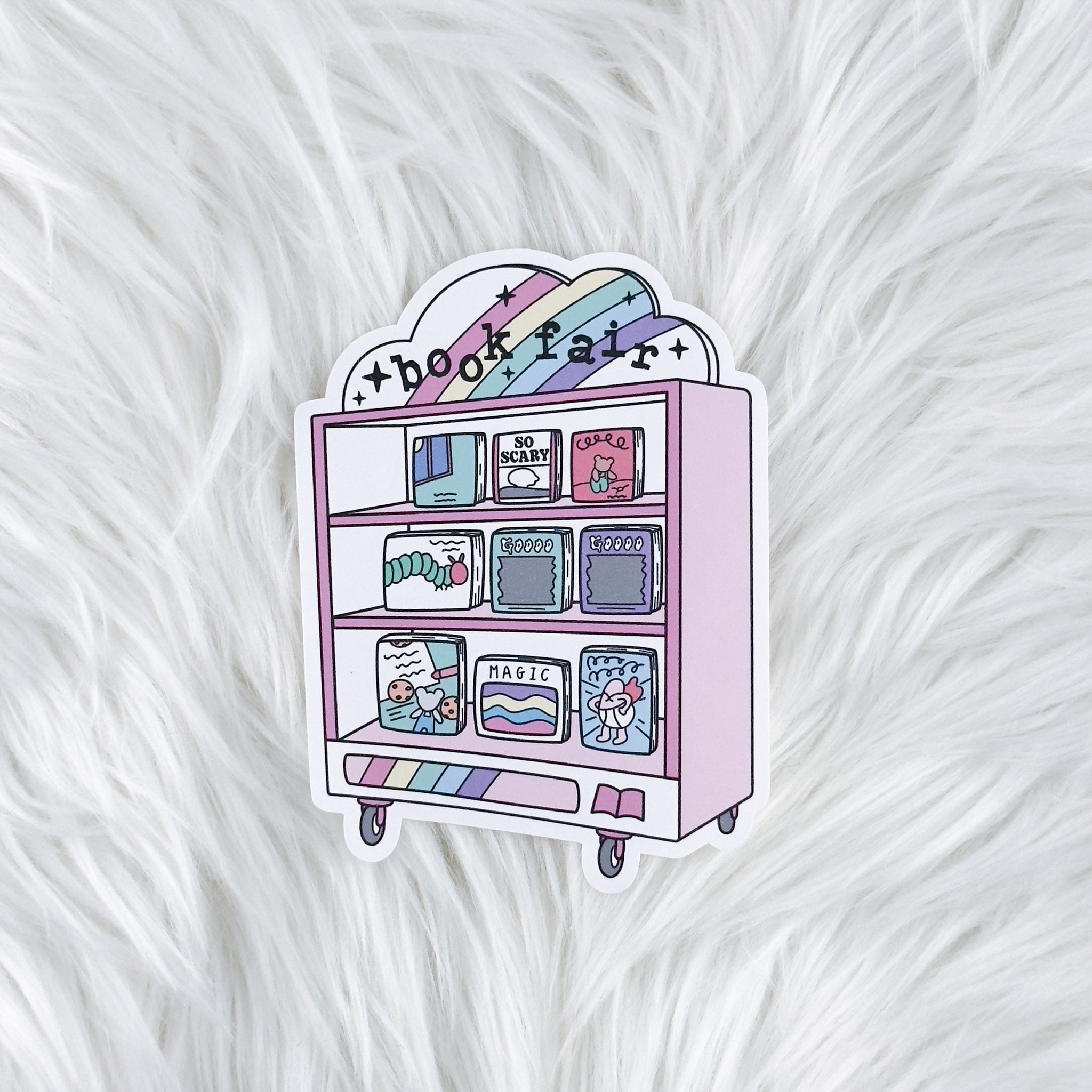 Bookfair Cart // Large Matte Deco Sticker for Journals