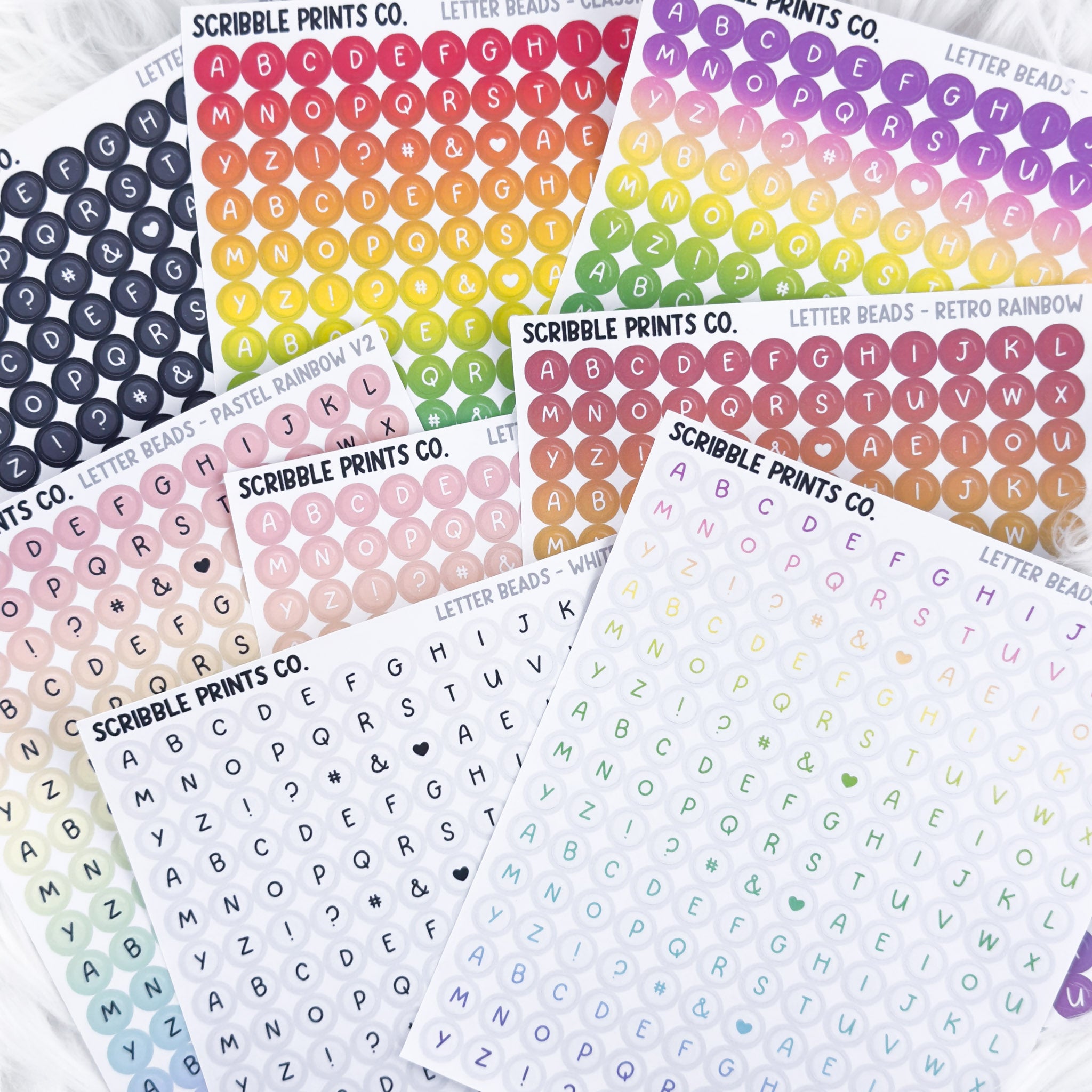Letter Beads // Matte Reading Journal Stickers