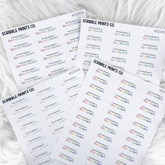 Custom Rainbow Book Name Plate // Matte Stickers