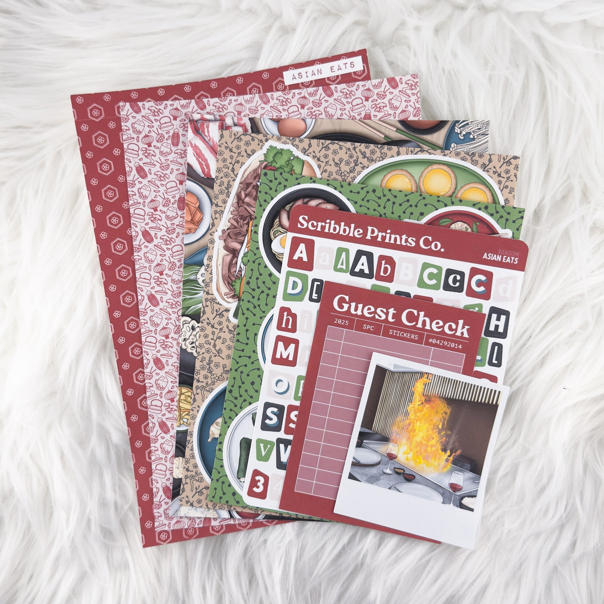 Asian Eats – Junk Journal Collage Kit // Matte Sticker Collection