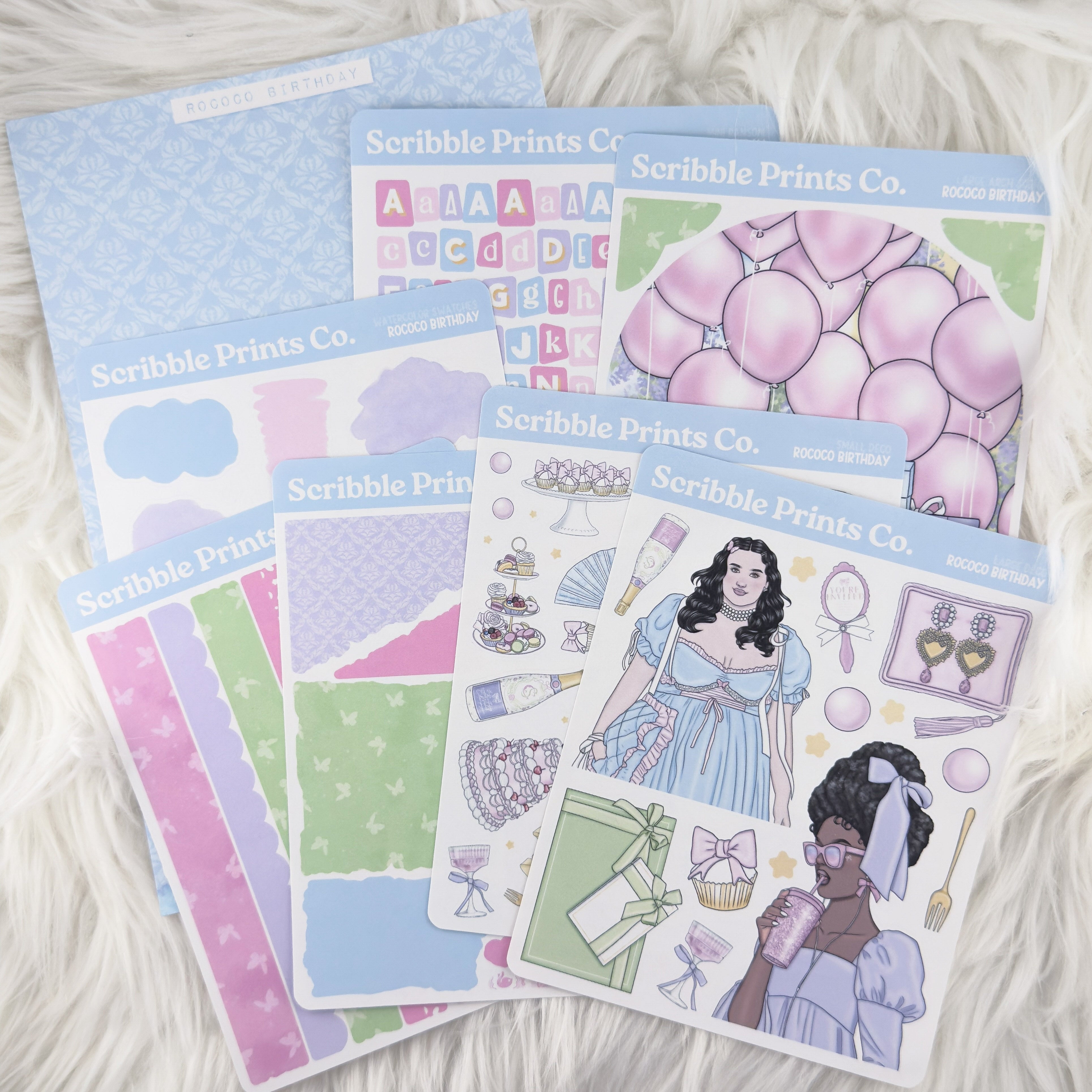 Rococo Birthday Journal Sticker Collection | Matte Removable Reading & Planner Stickers