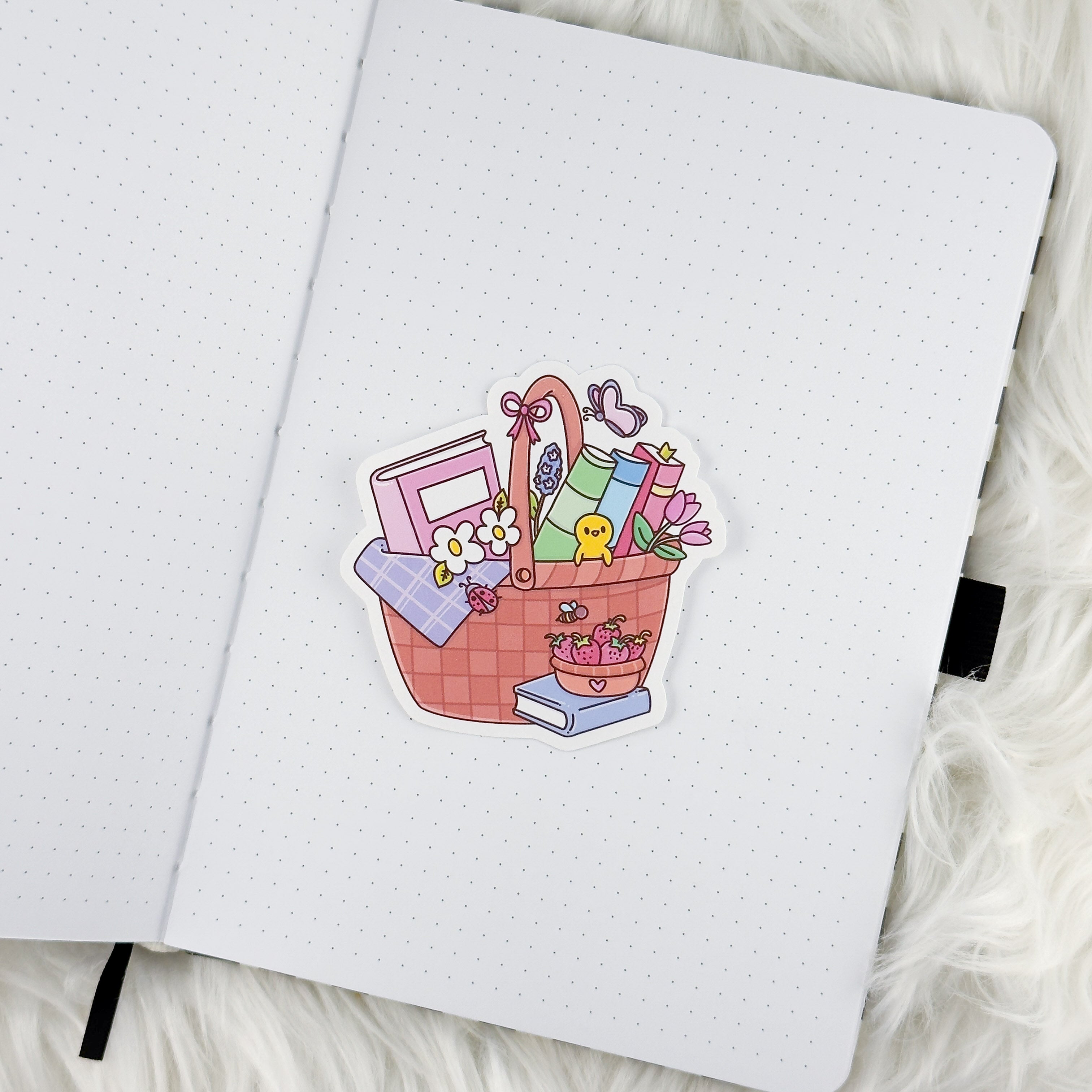 Spring Book Basket // Large Matte Deco Sticker for Journals