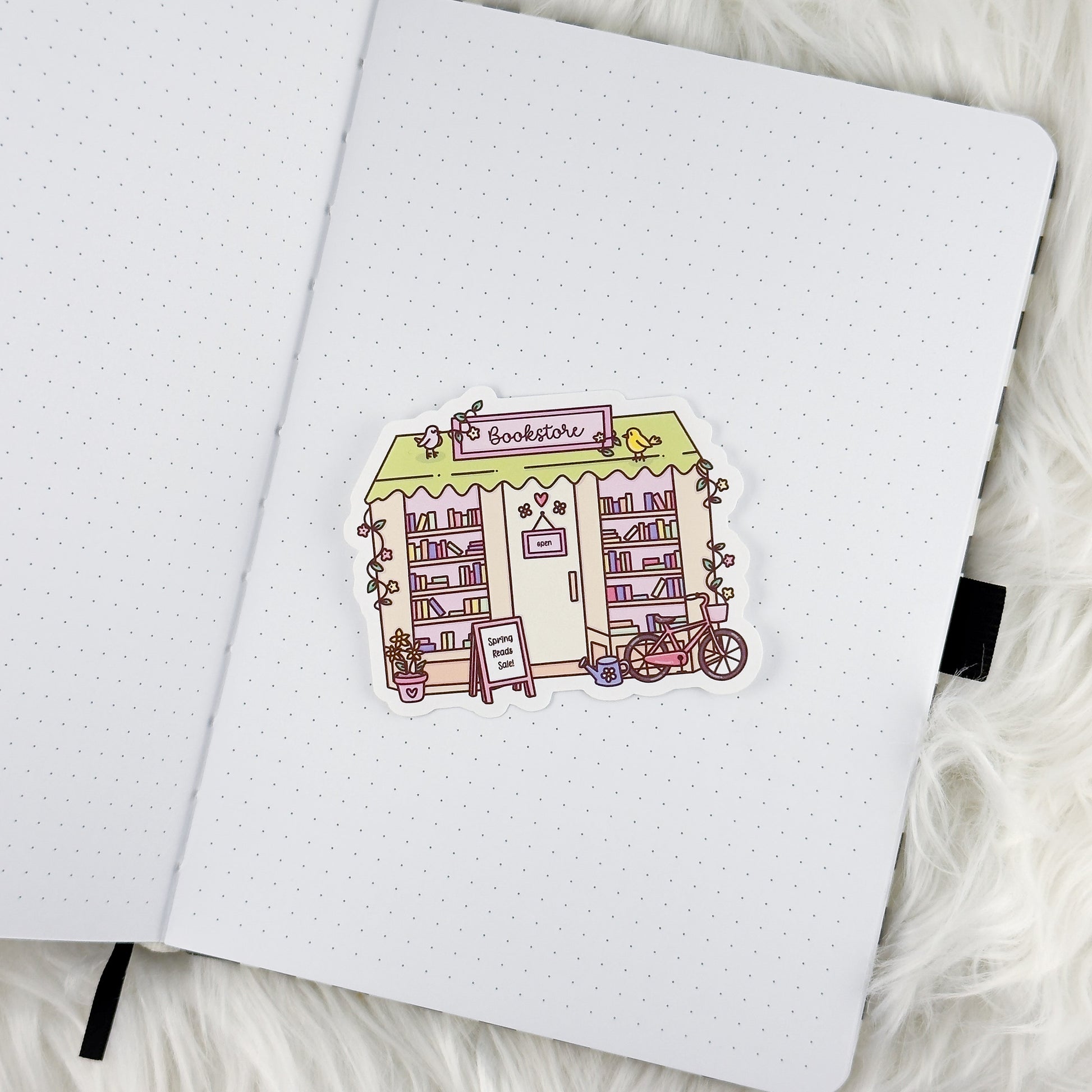 Spring Bookstore // Large Matte Deco Sticker for Journals