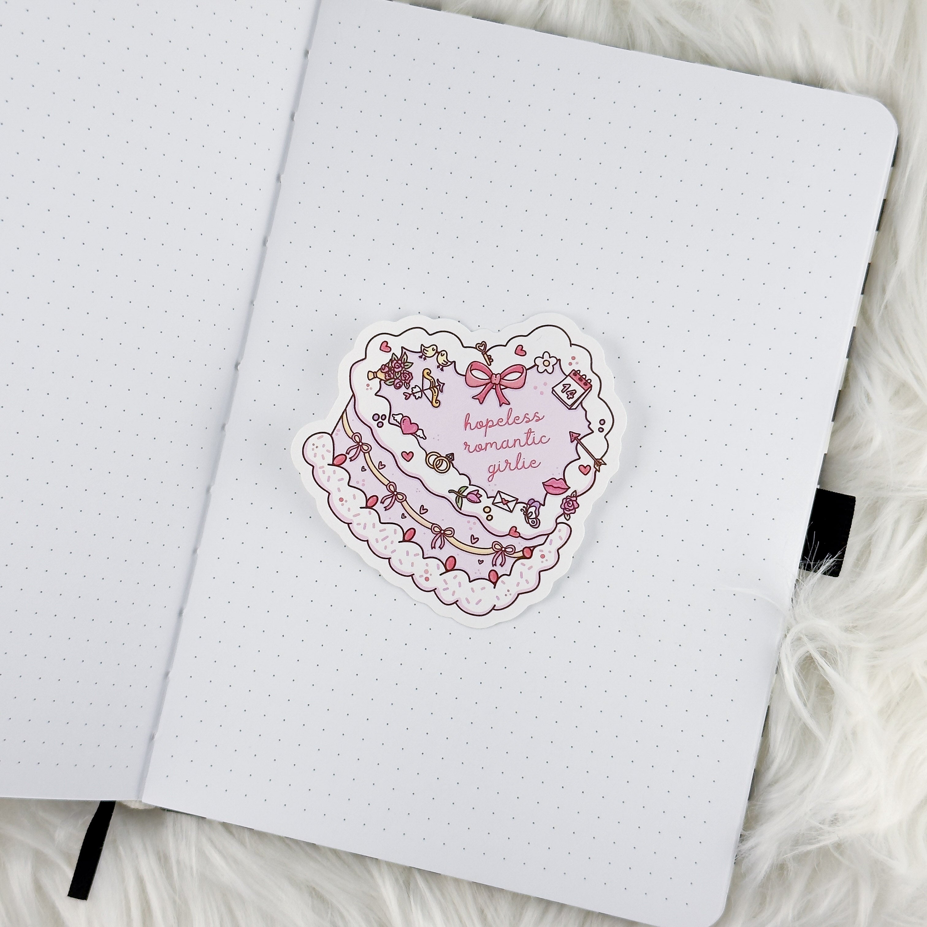 Hopeless Romantic Cake // Large Matte Deco Sticker for Journals