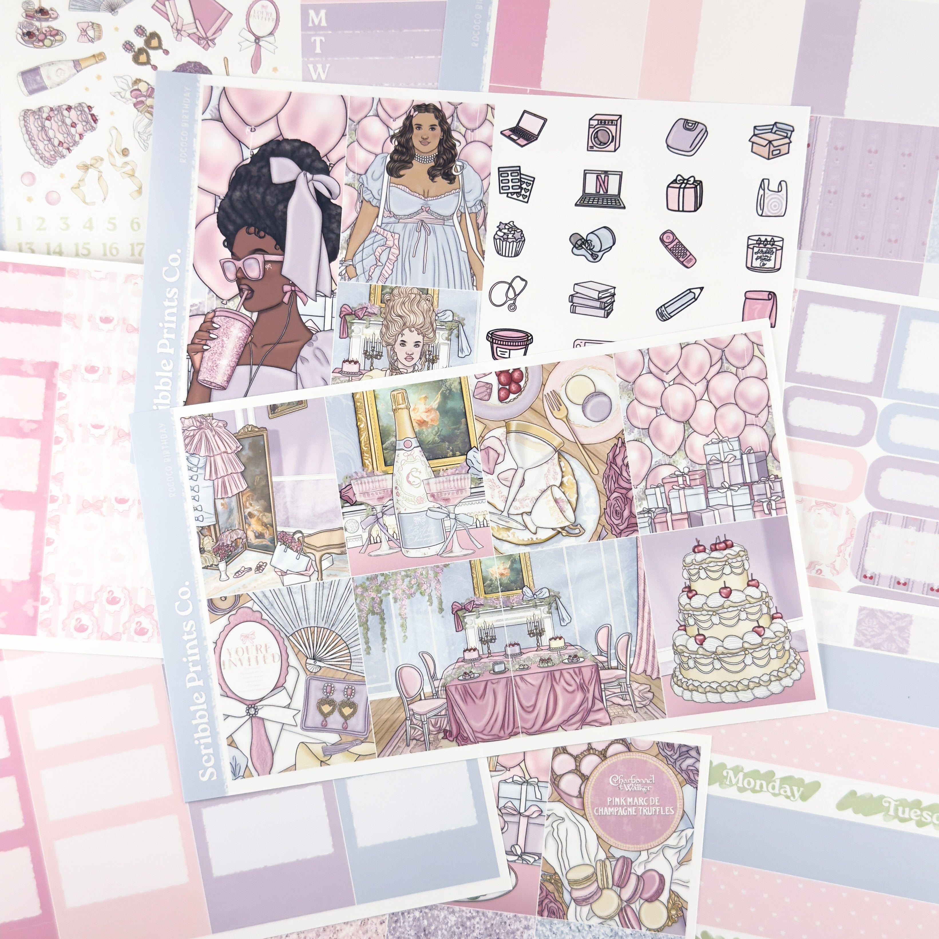 Rococo Birthday – Glossy Weekly Planner Kit