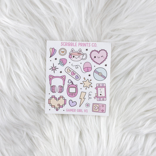 Gamer Girl V1 - Deco // Matte Journal Stickers