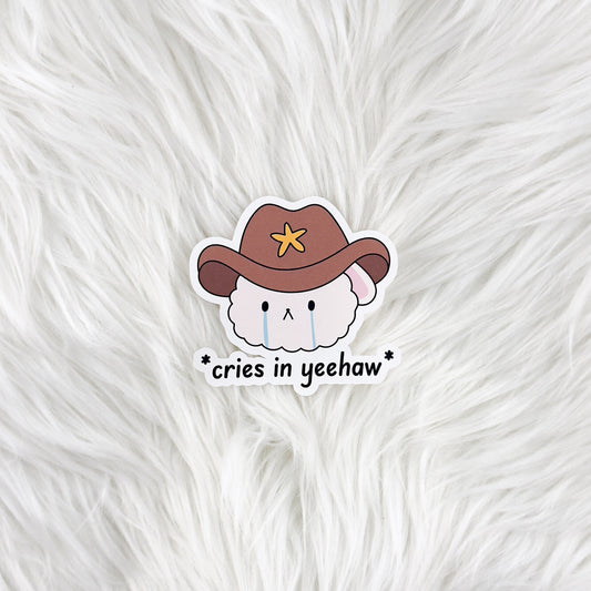 Cries In Yeehaw // Large Matte Deco Sticker for Journals