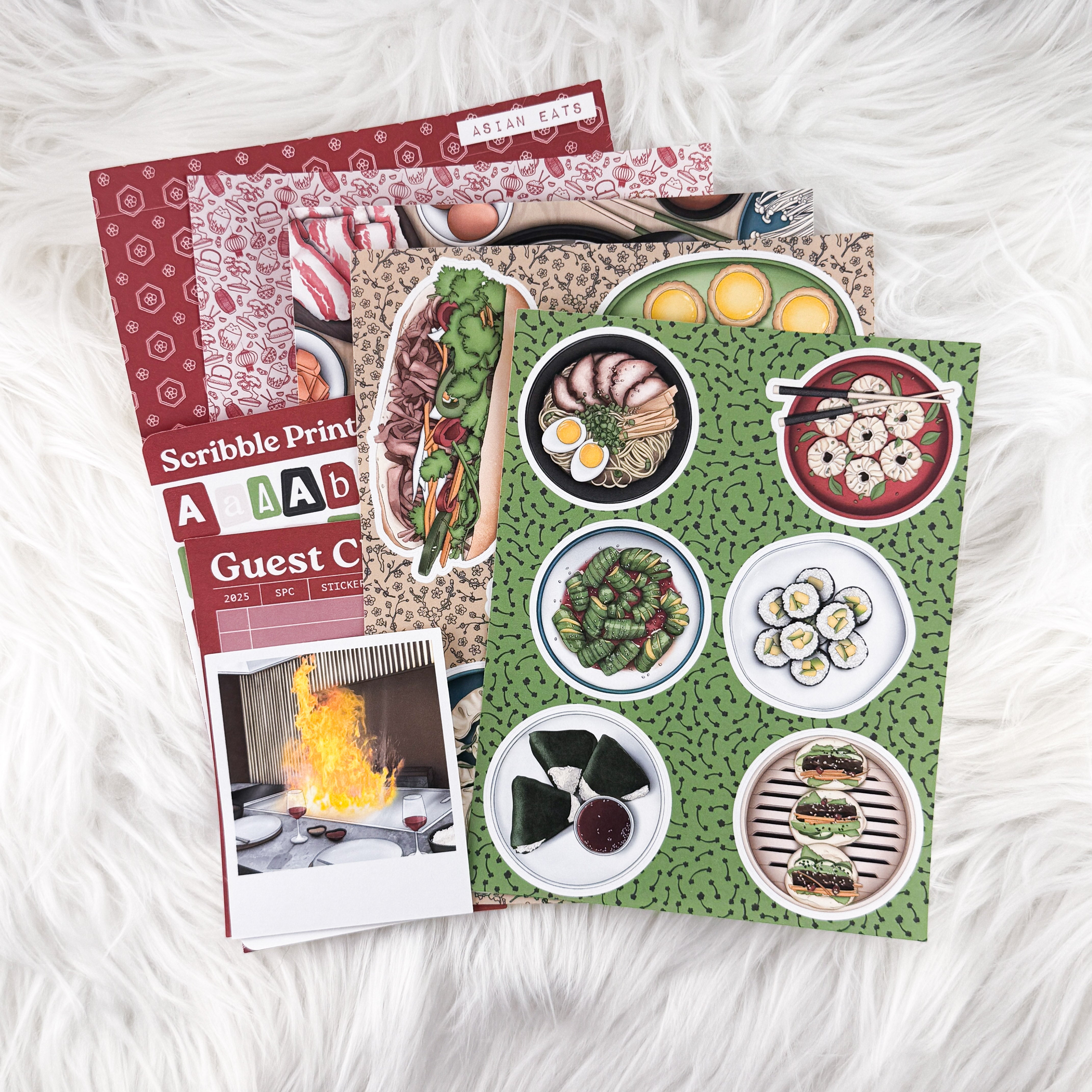 Asian Eats – Junk Journal Collage Kit // Matte Sticker Collection