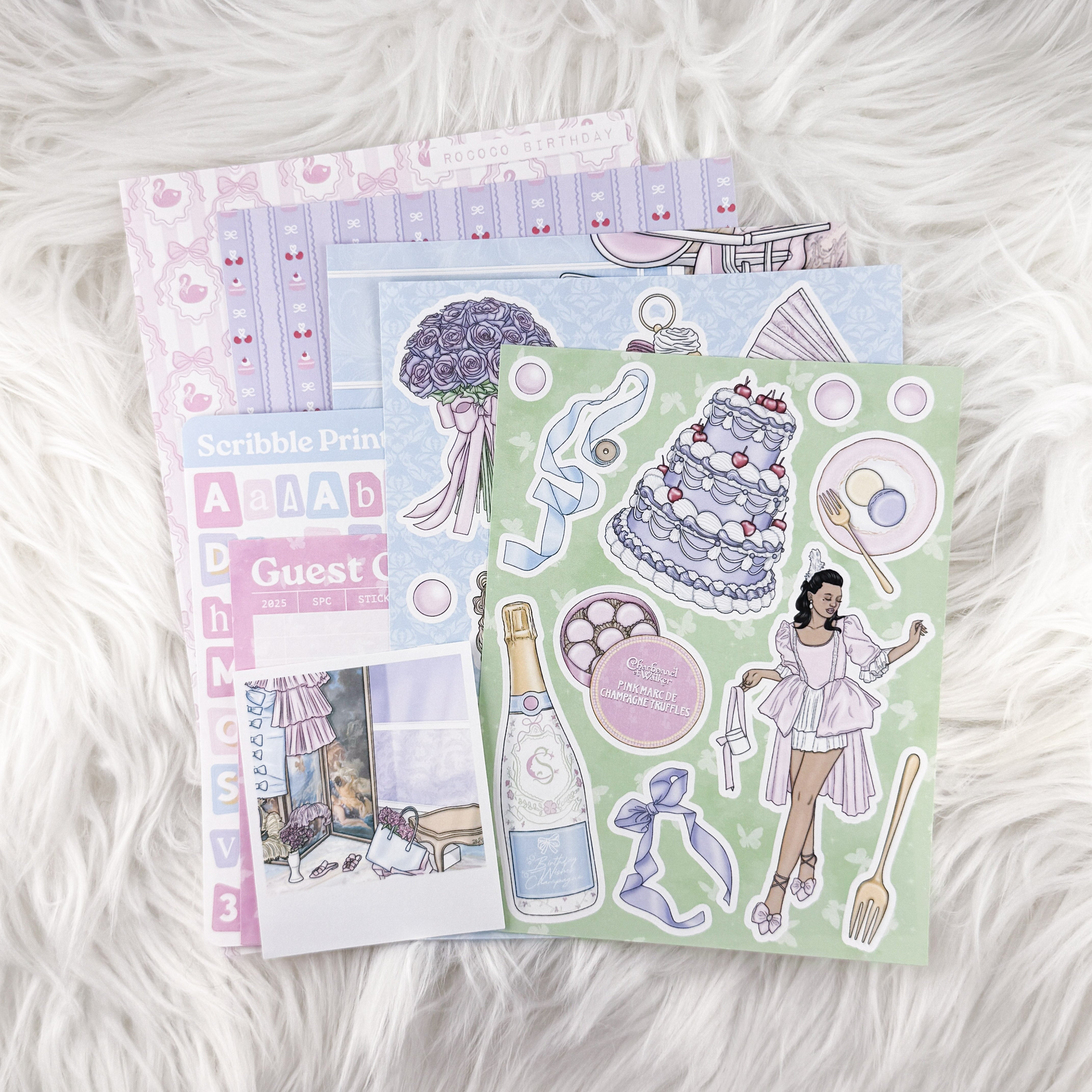 Rococo Birthday – Junk Journal Collage Kit // Matte Sticker Collection