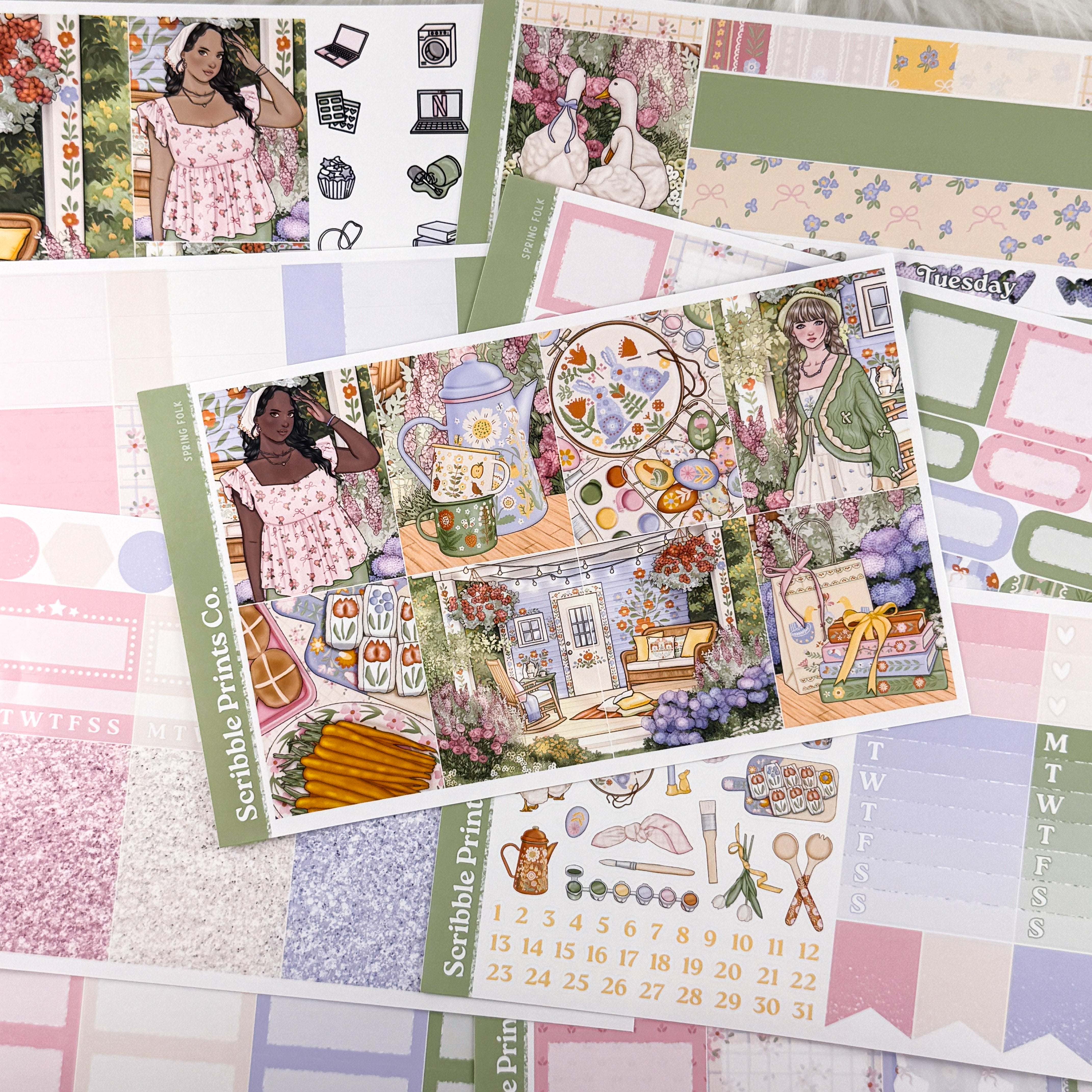 Spring Folk – Glossy Weekly Planner Kit