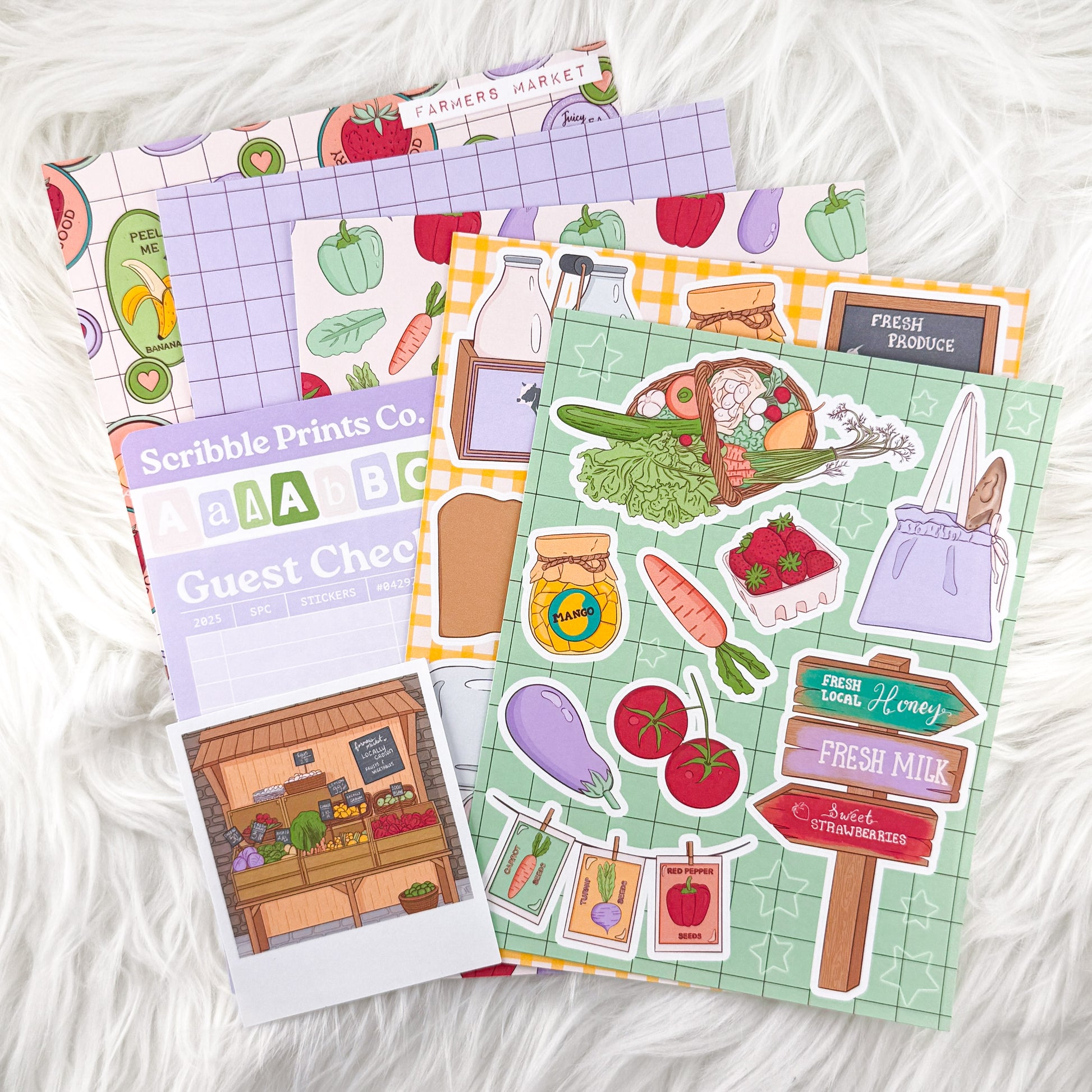 Farmers Market – Junk Journal Collage Kit // Matte Sticker Collection