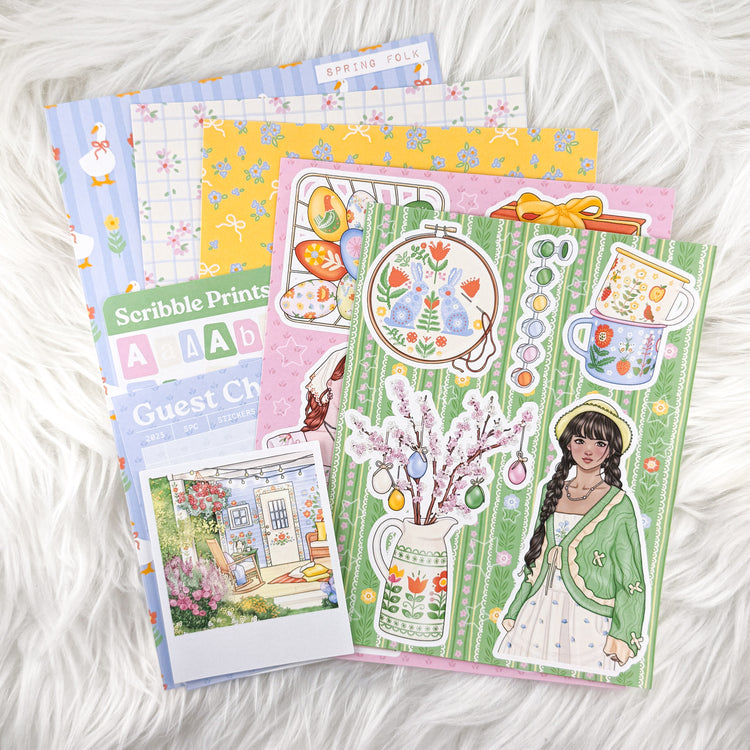 Spring Folk – Junk Journal Collage Kit // Matte Sticker Collection