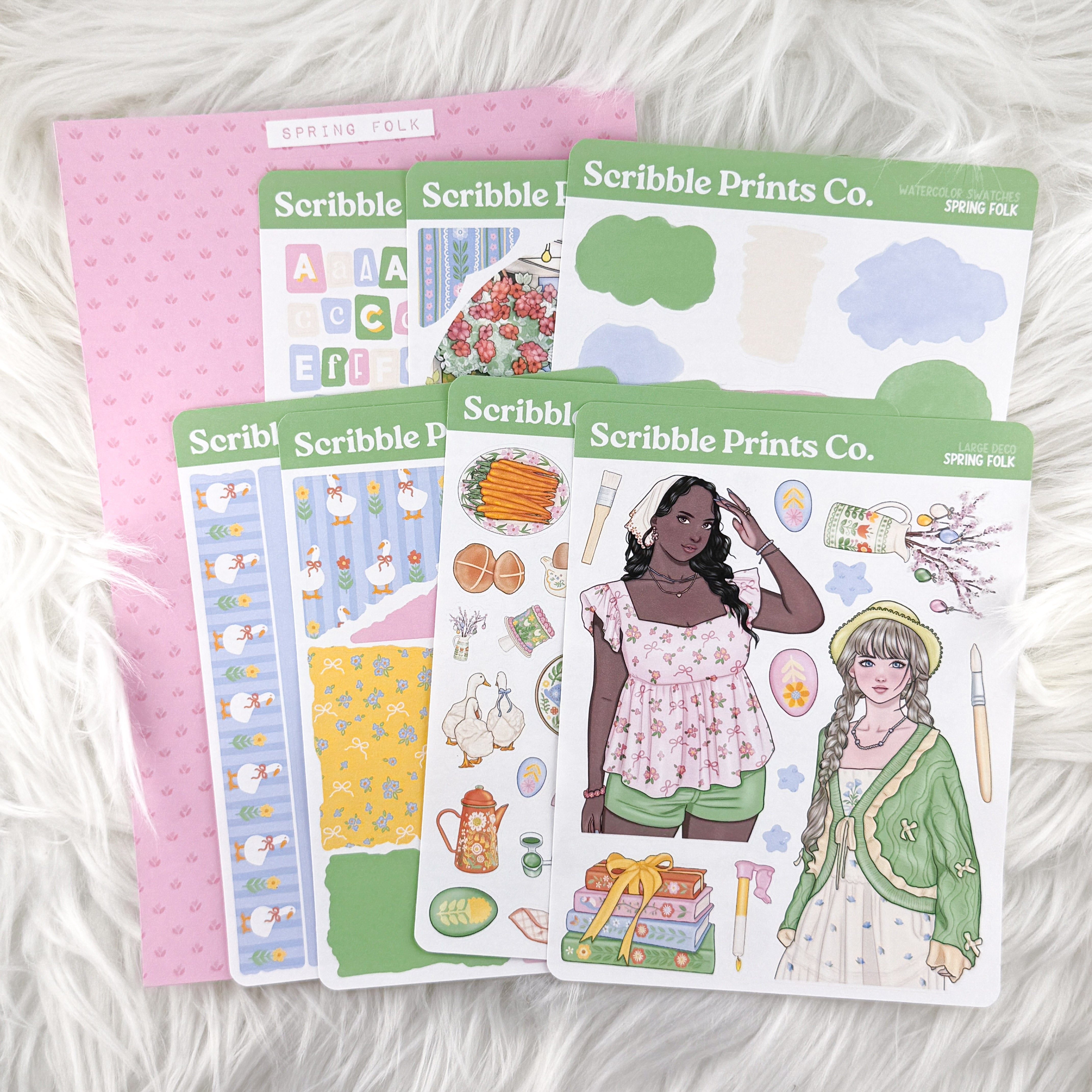 Spring Folk Journal Sticker Collection | Matte Removable Reading & Planner Stickers