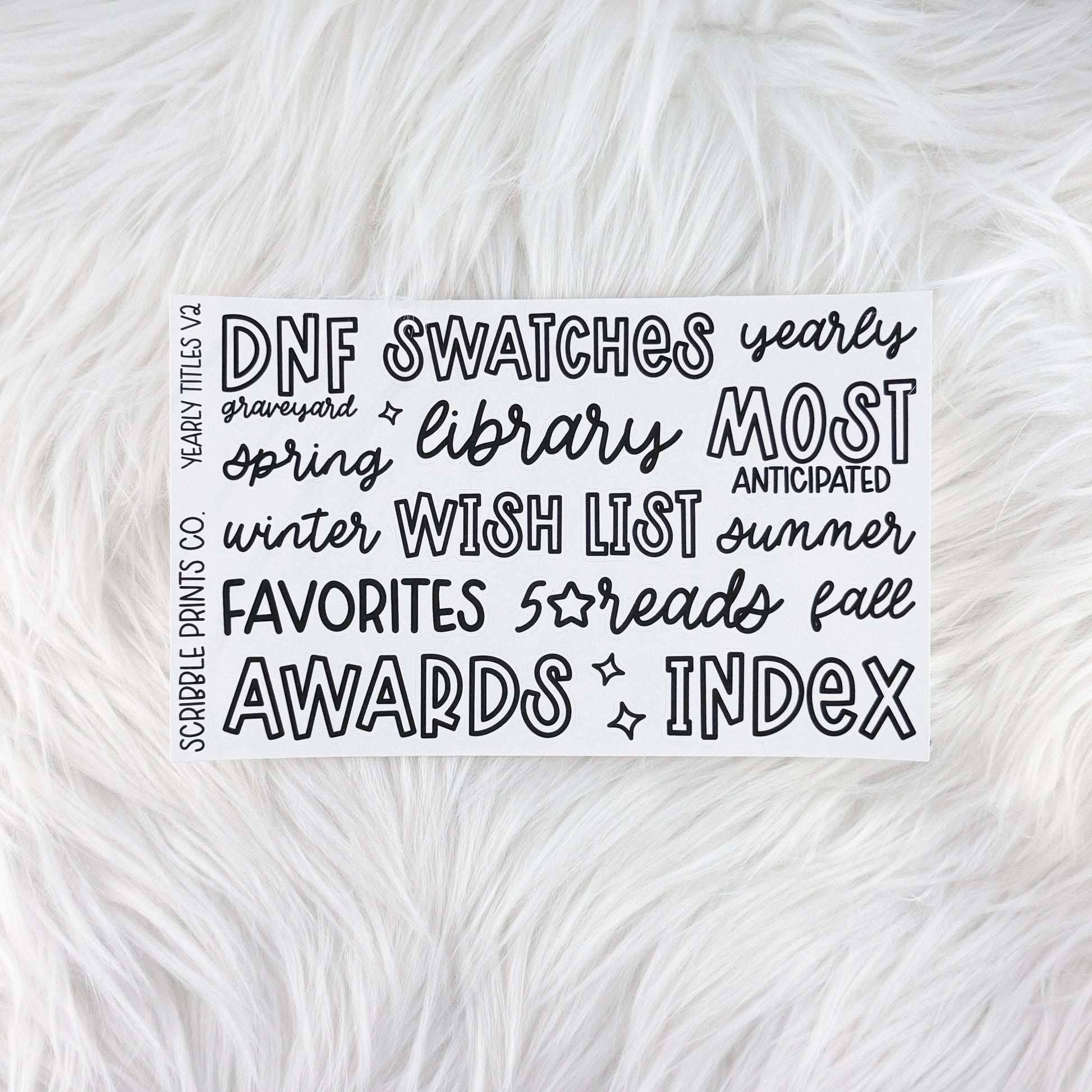 Yearly Titles V2 // Matte Reading Journal Stickers