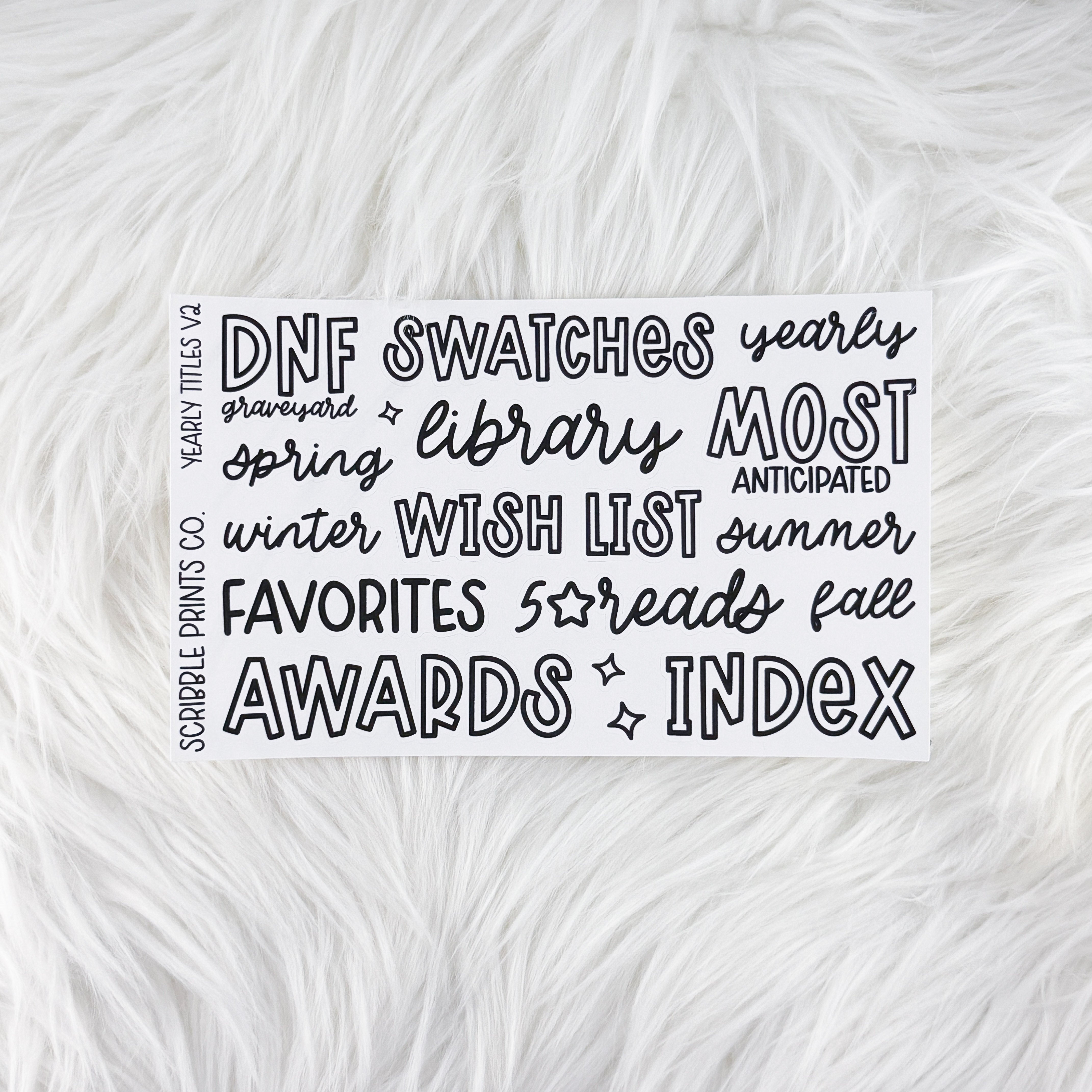 Yearly Titles V2 // Matte Reading Journal Stickers