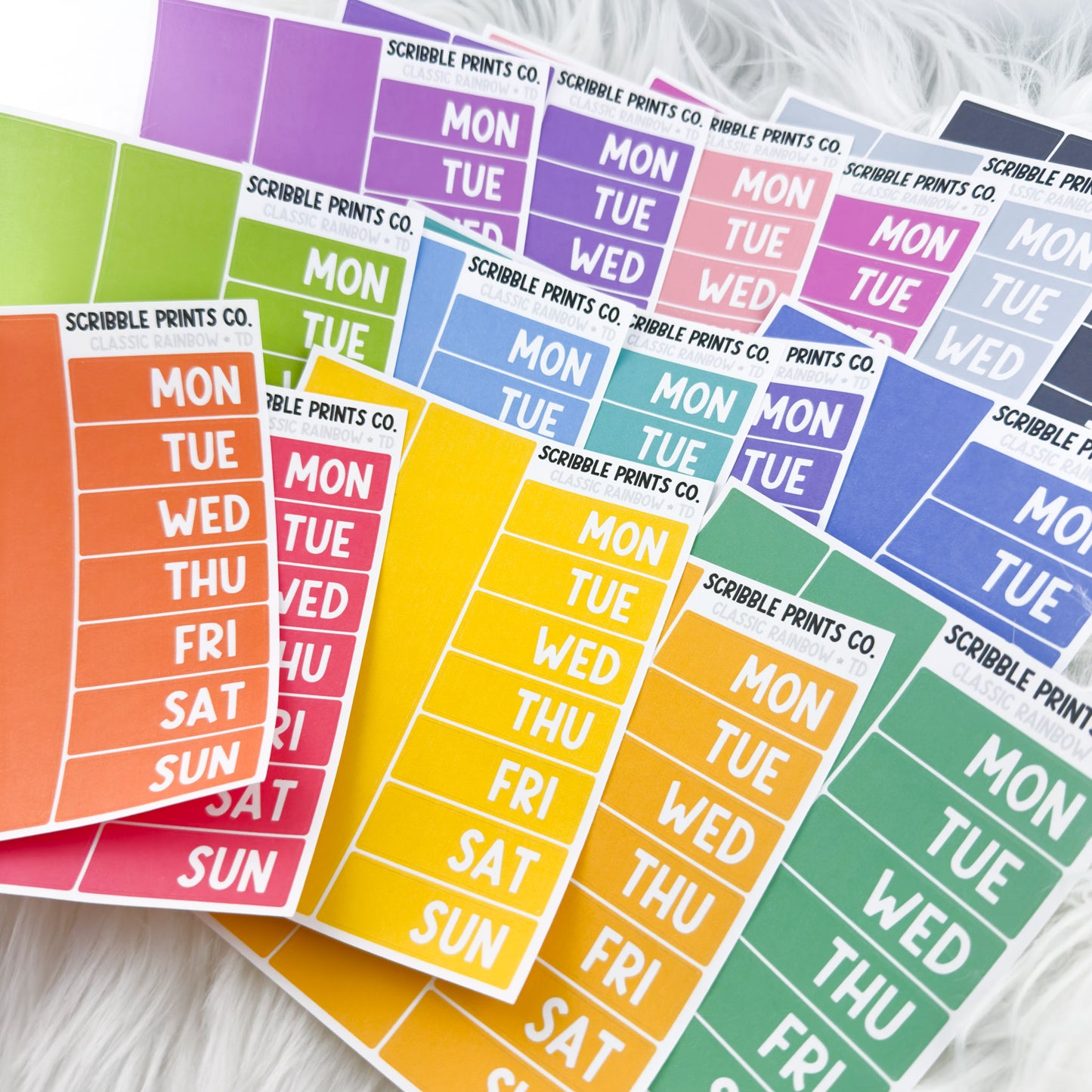 Classic Rainbow Stickers for Hobonichi Cousin | Multicolor Functional Planner Stickers