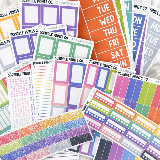 Classic Rainbow Stickers for Hobonichi Cousin | Multicolor Functional Planner Stickers