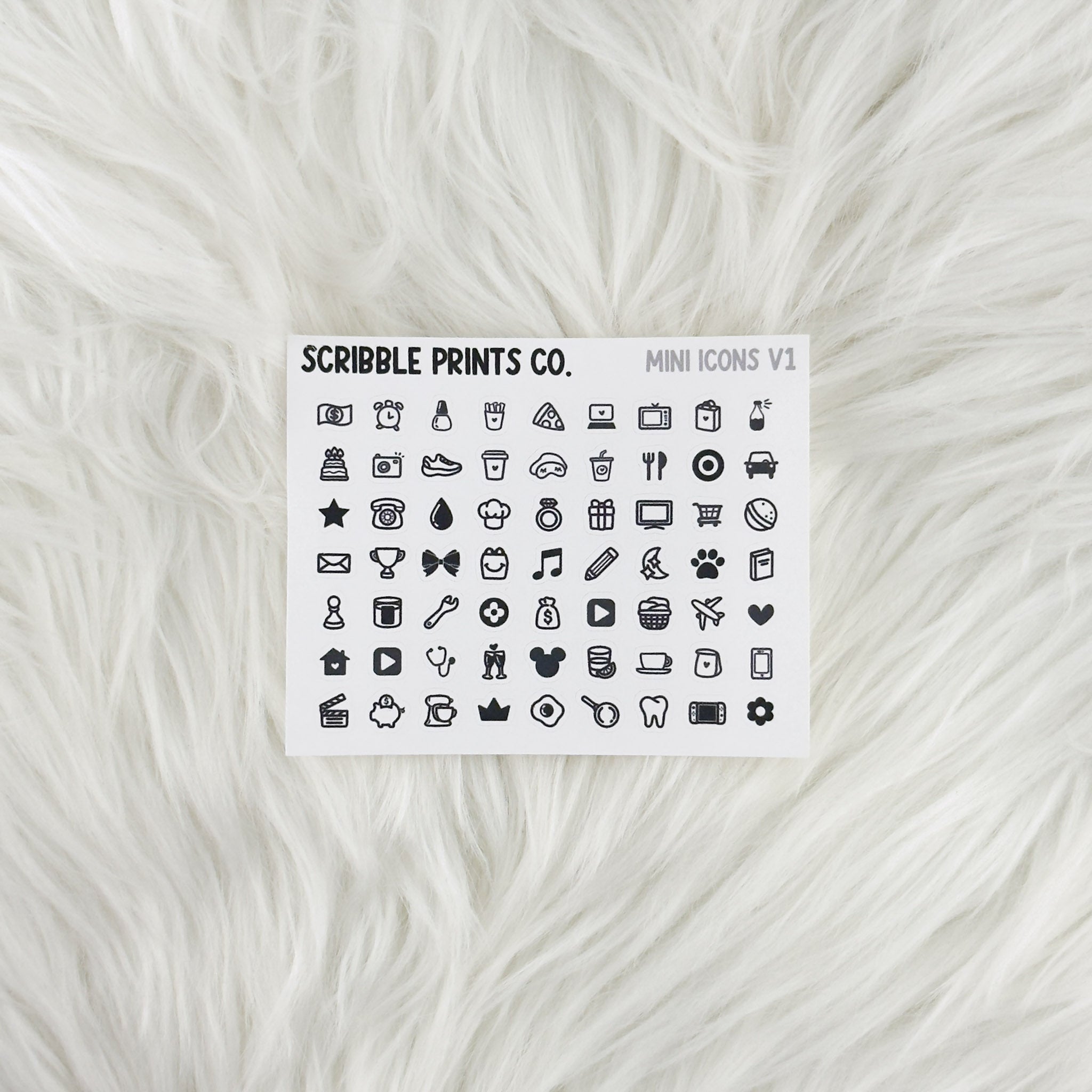 Mini Icons V1 – Matte Planner Stickers for Hobonichi & More