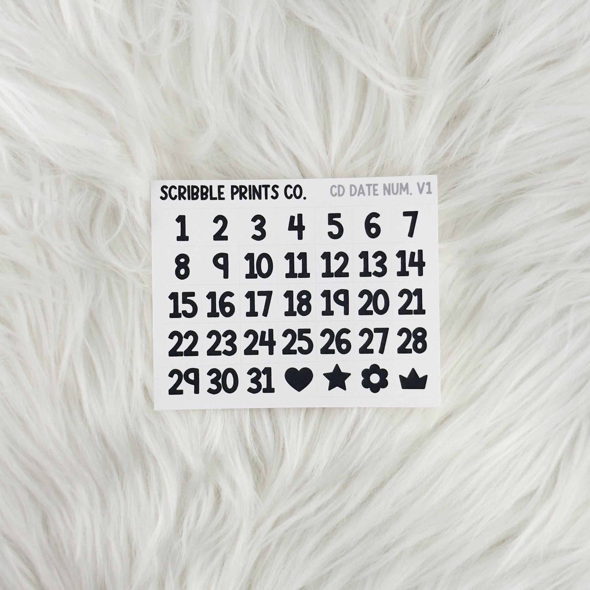 Daily Date Squares V1 – Matte Stickers for Hobonichi & Undated Planners