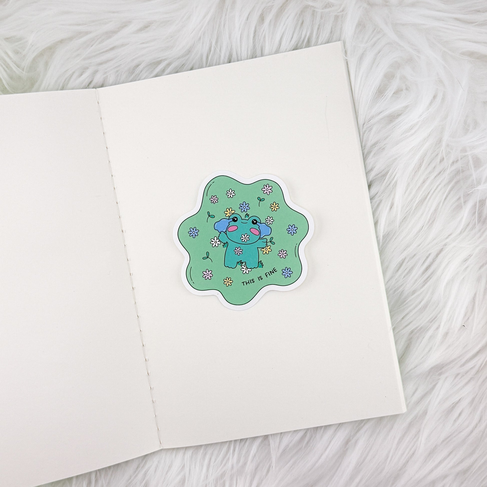This Is Just Fine Frog // Large Matte Deco Sticker for Journals