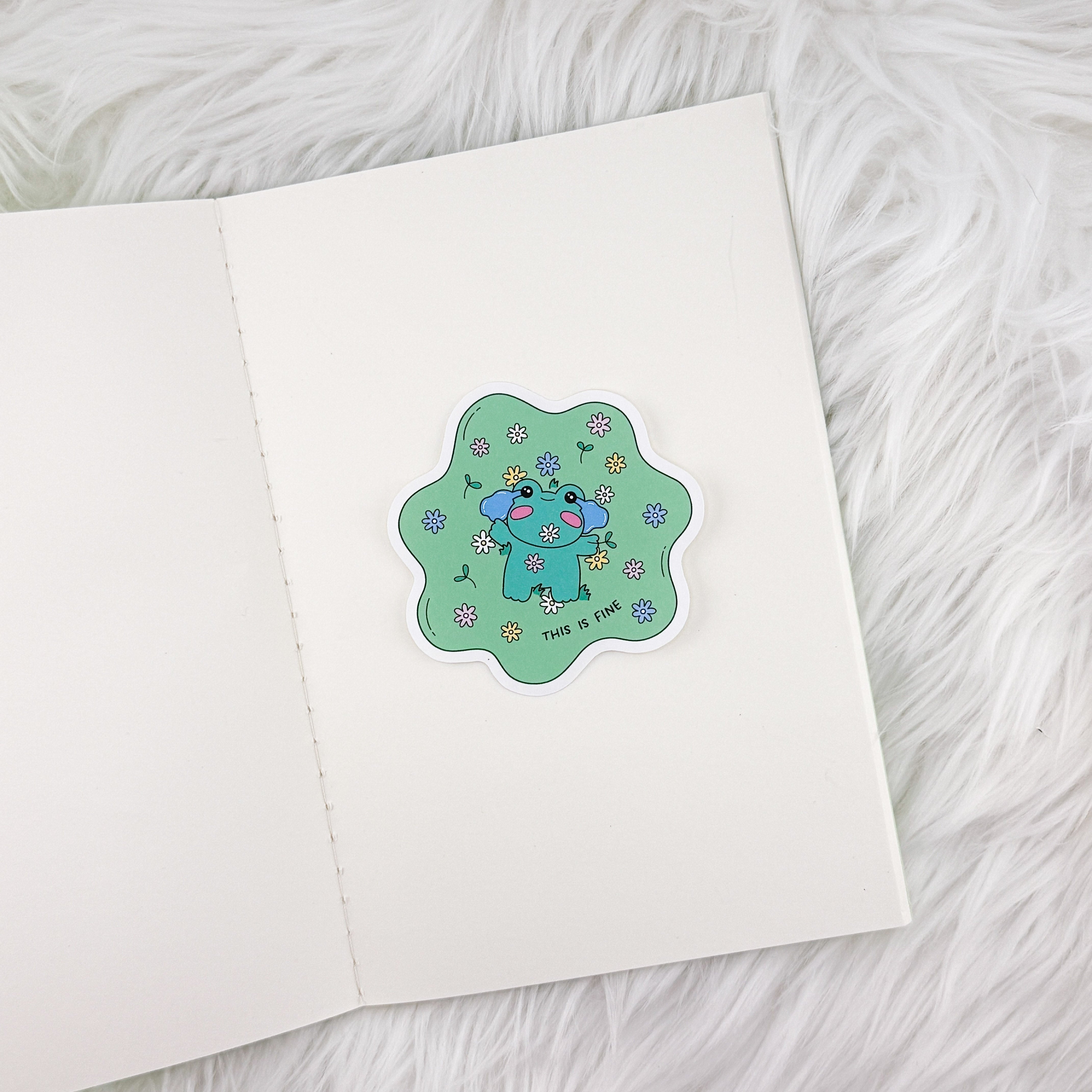 This Is Just Fine Frog // Large Matte Deco Sticker for Journals