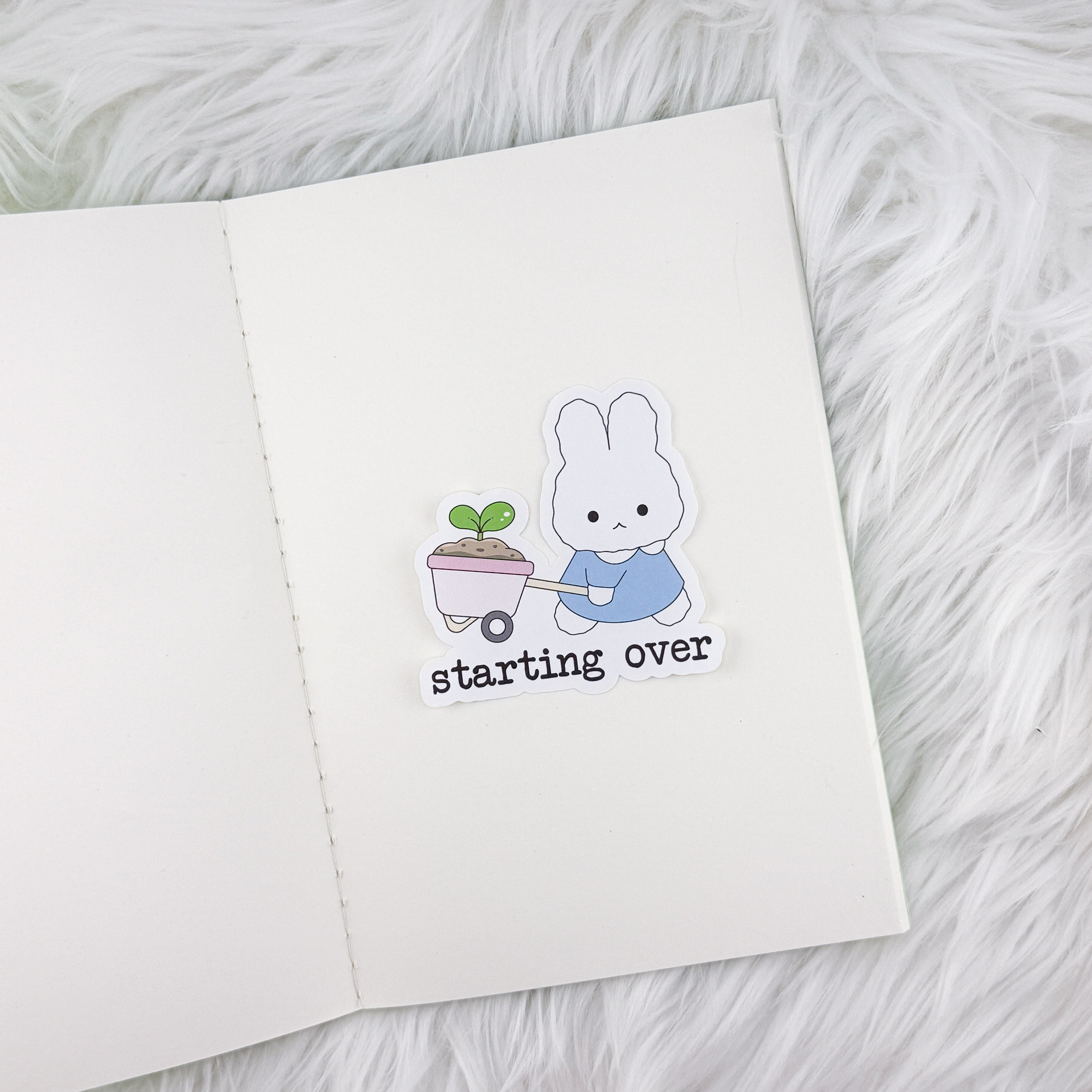 Starting Over Bunny // Large Matte Deco Sticker for Journals