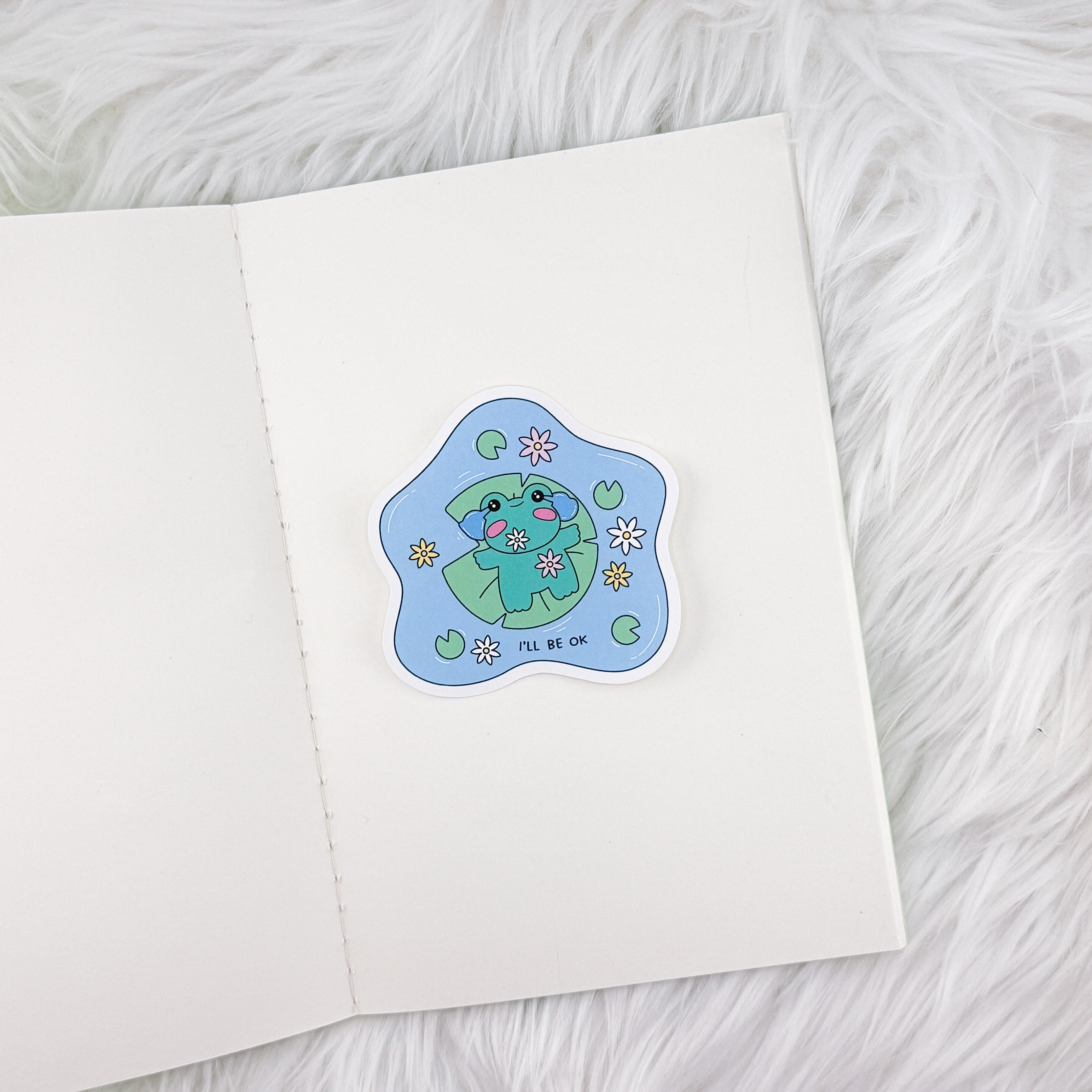I'll Be Ok Frog // Large Matte Deco Sticker for Journals