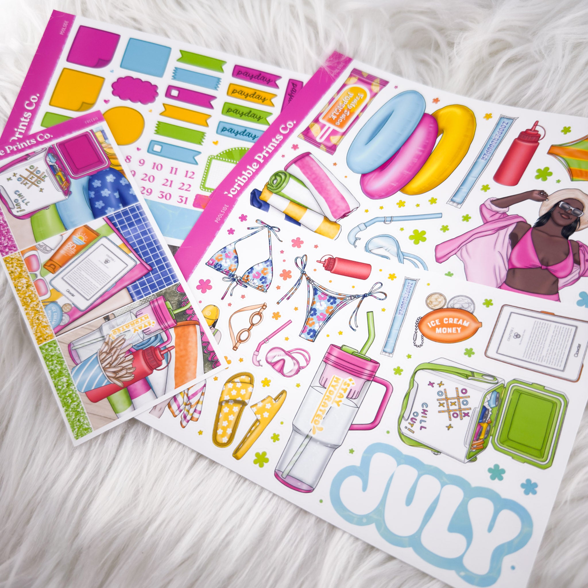 Poolside - Monthly Planner Sticker Kit | Functional & Decorative Monthly Stickers
