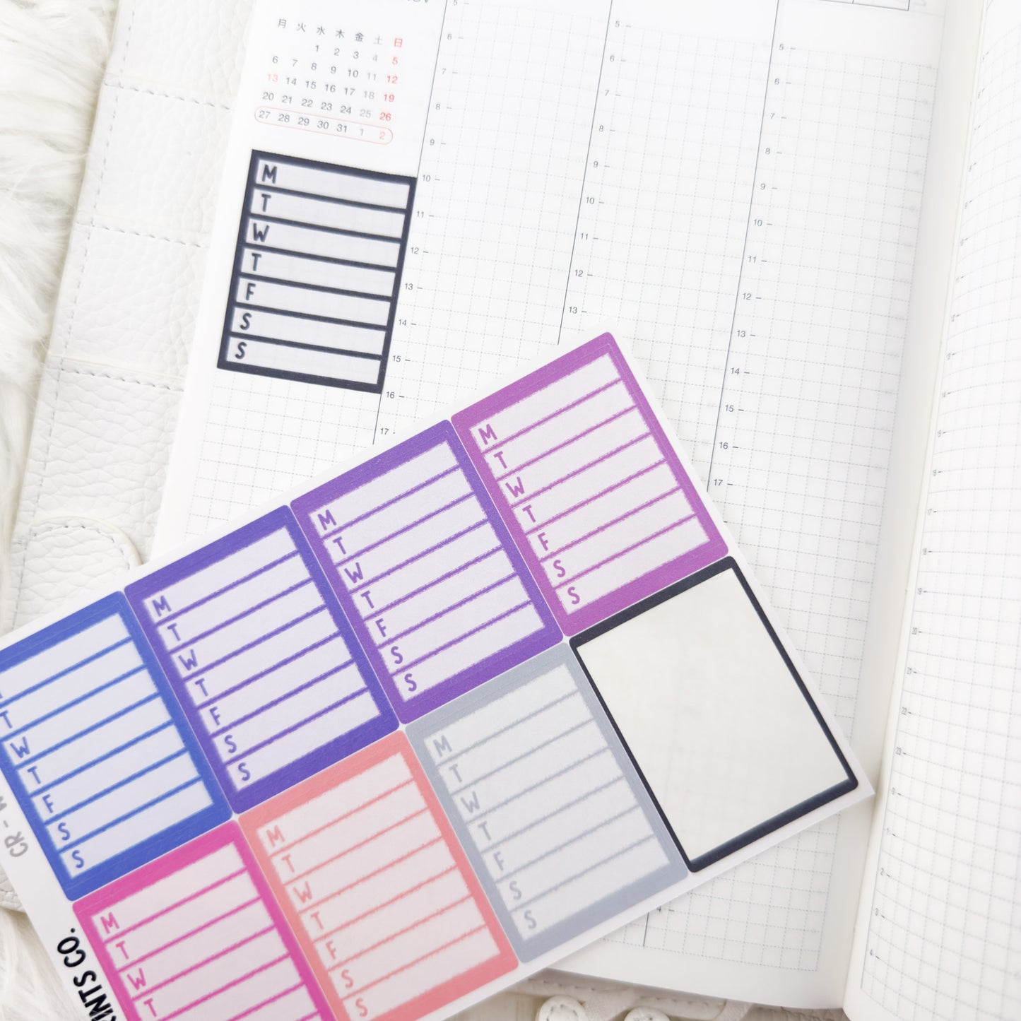 Classic Rainbow Stickers for Hobonichi Cousin | Multicolor Functional Planner Stickers