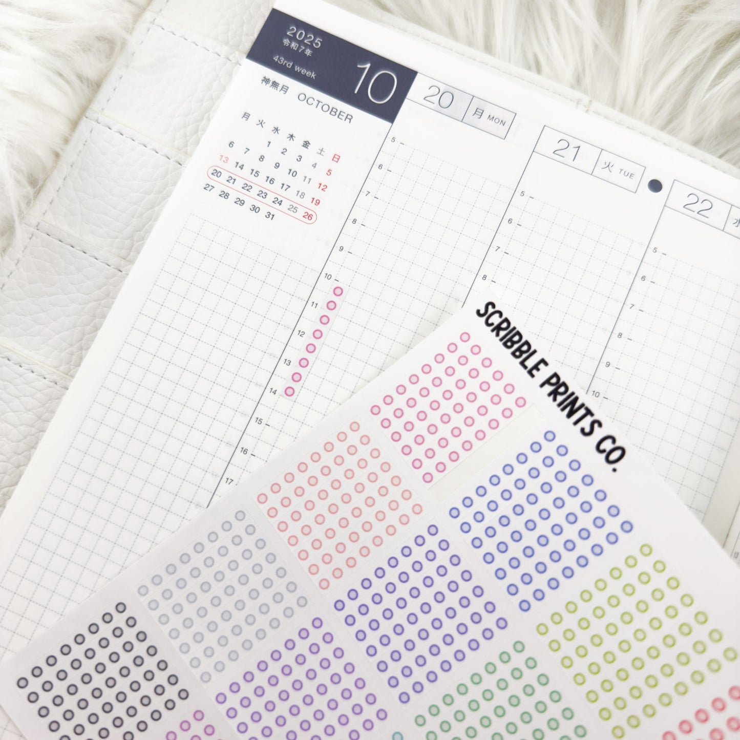 Classic Rainbow Stickers for Hobonichi Cousin | Multicolor Functional Planner Stickers