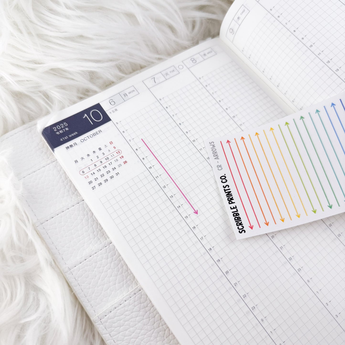 Classic Rainbow Stickers for Hobonichi Cousin | Multicolor Functional Planner Stickers