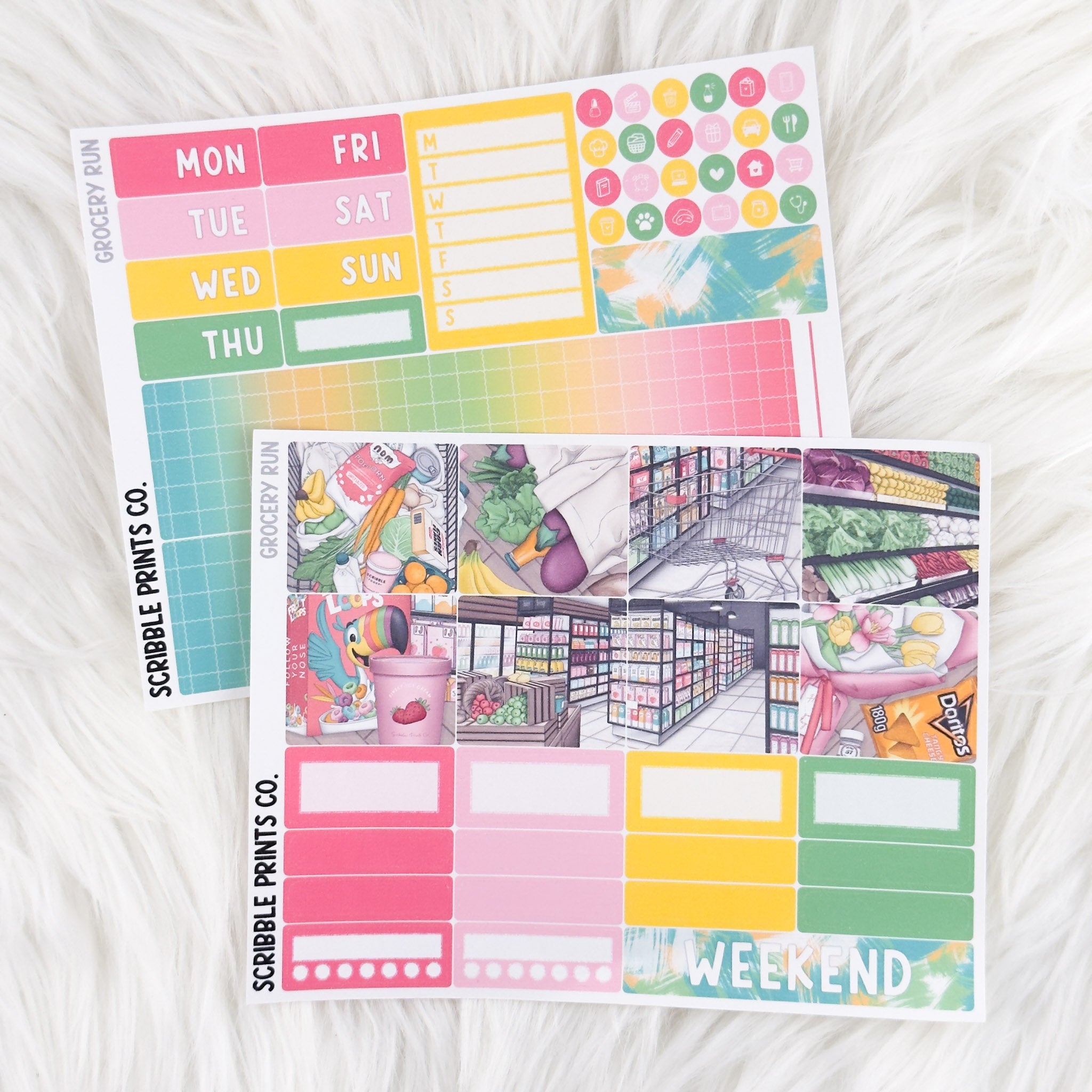 Grocery Run – Matte Hobonichi Cousin Weekly Sticker Kit