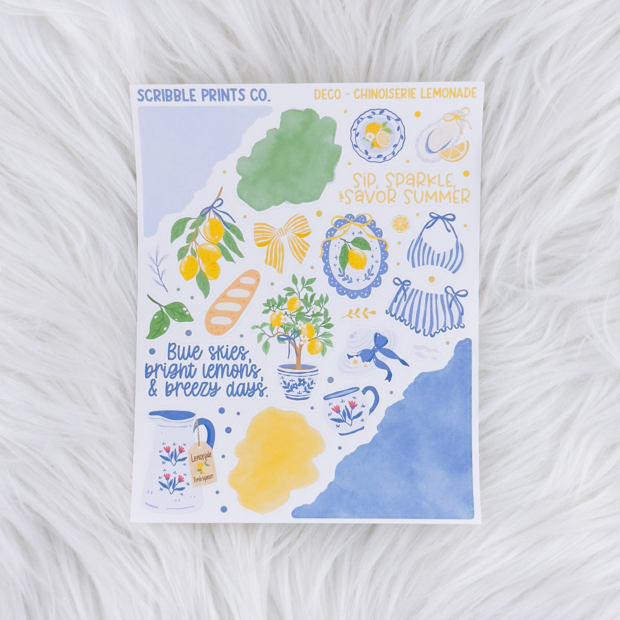 Chinoiserie Lemonade – Deco // Matte Journal Stickers